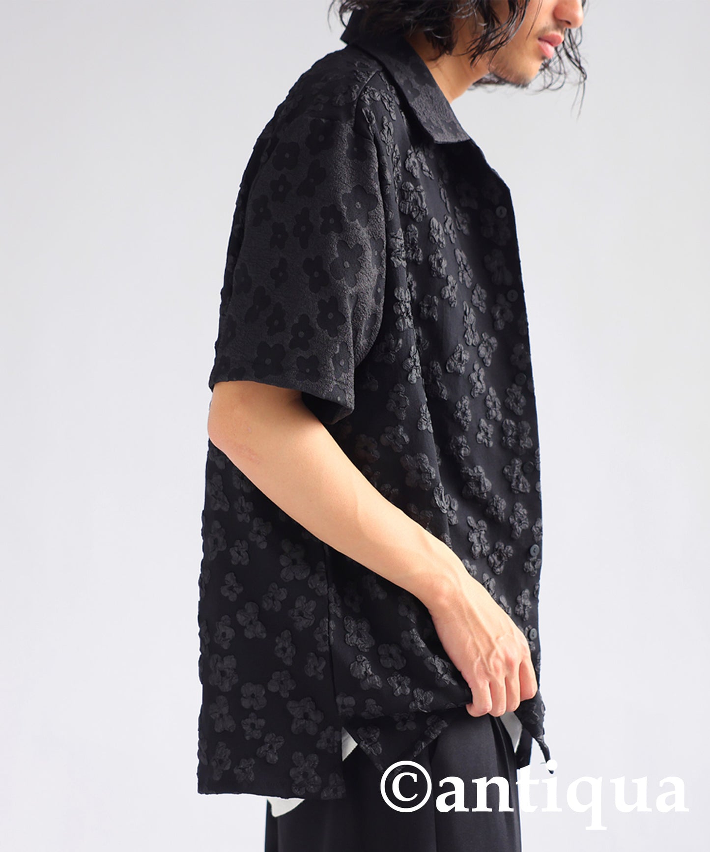 Floral Pattern Jacquard Shirt Men's