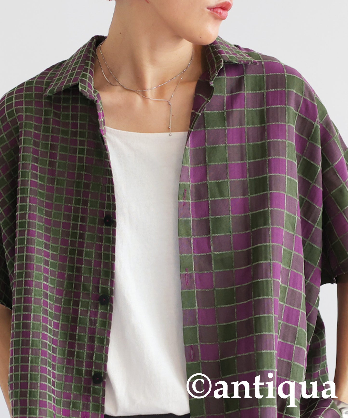 Half Sleeve Plaid Shirt Ladies