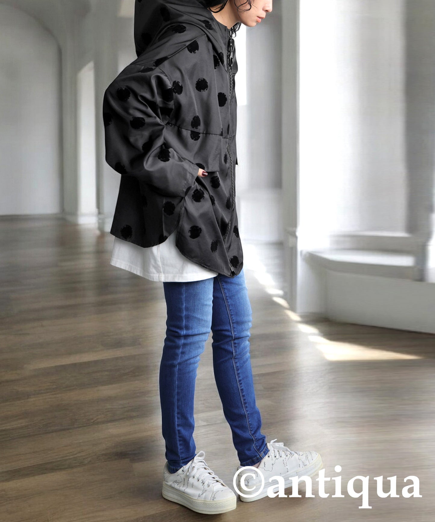 Dot Zipper Jacket Ladies