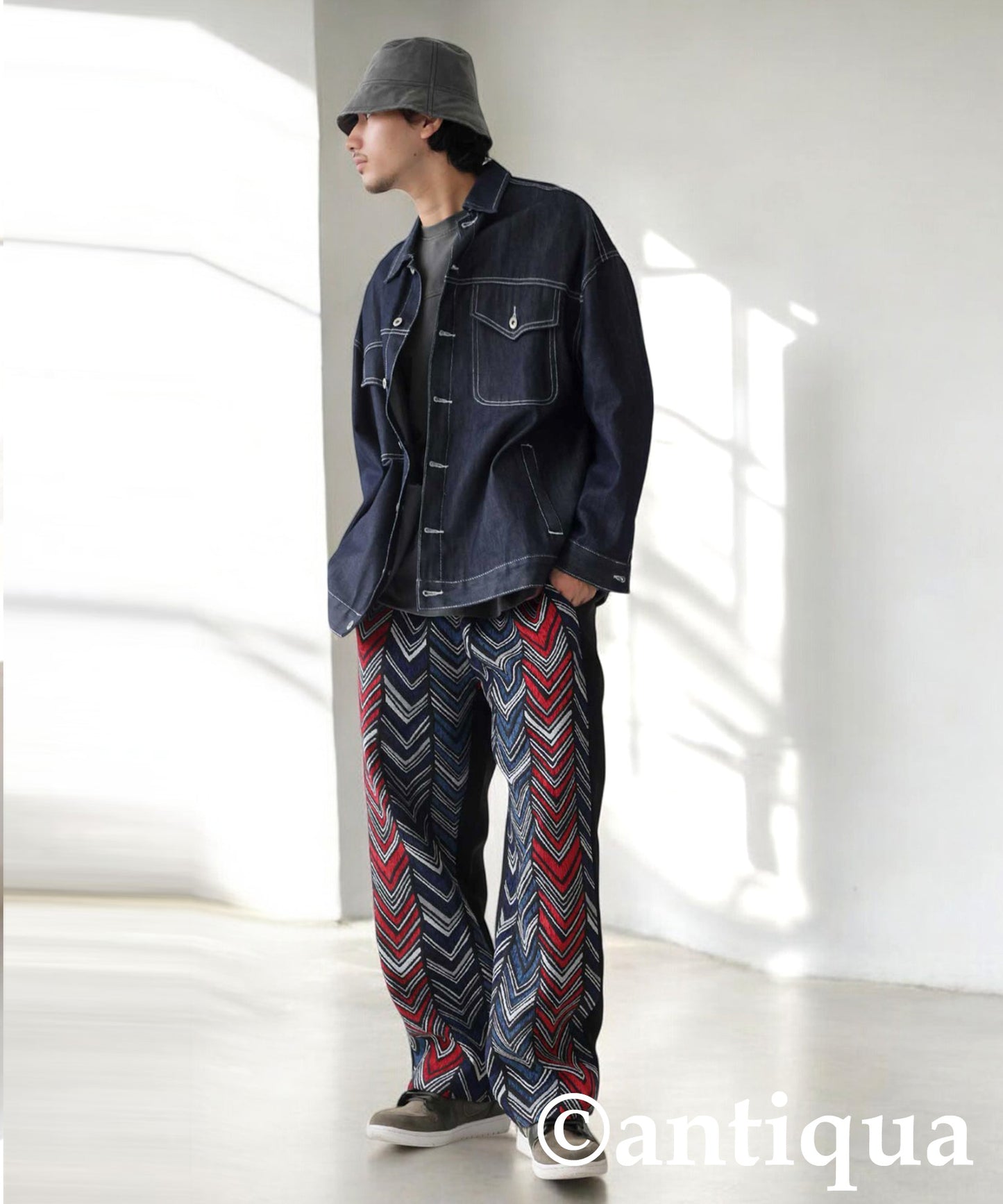 Herringbone Pattern Pants Men's