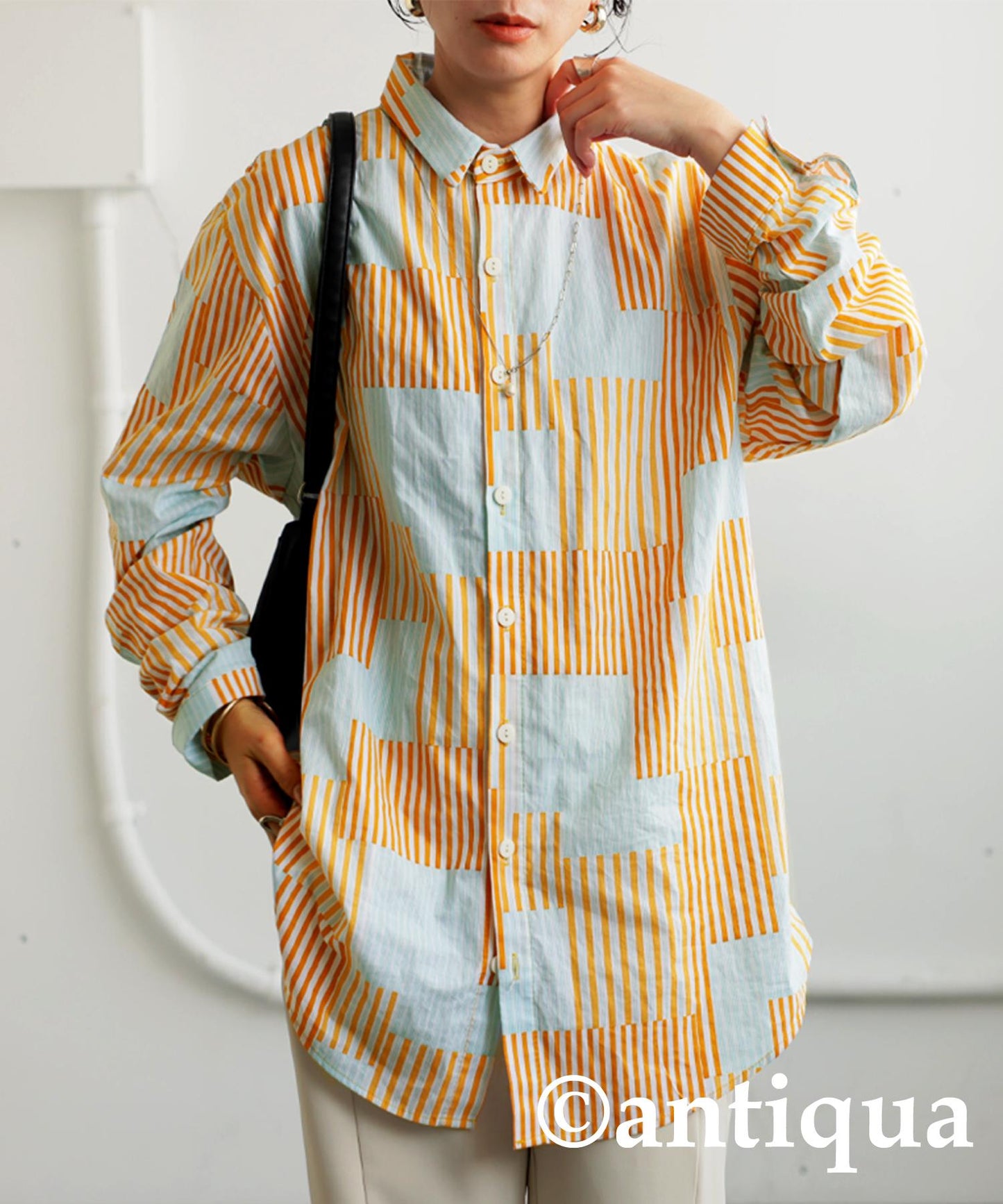 Ladies Striped Patchwork Shirt