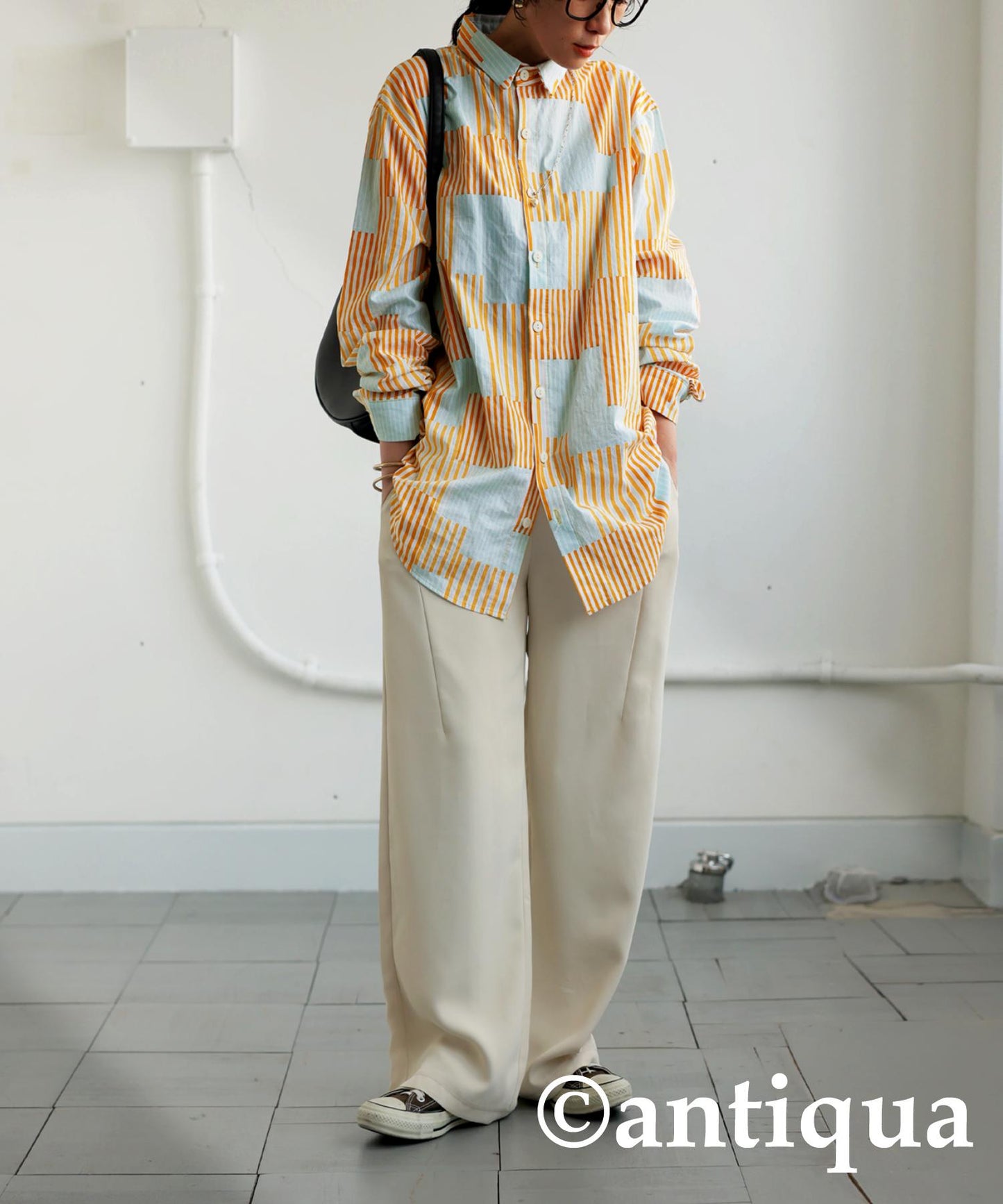 Ladies Striped Patchwork Shirt