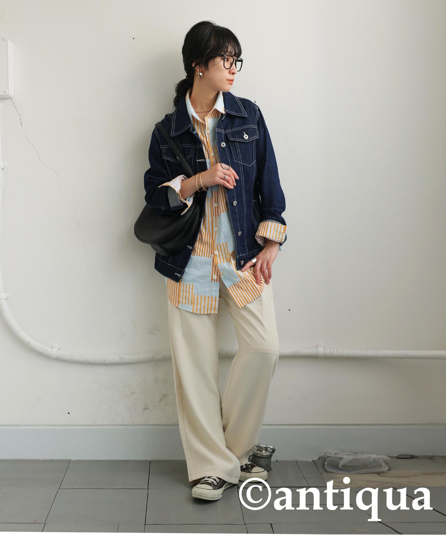 Ladies Striped Patchwork Shirt