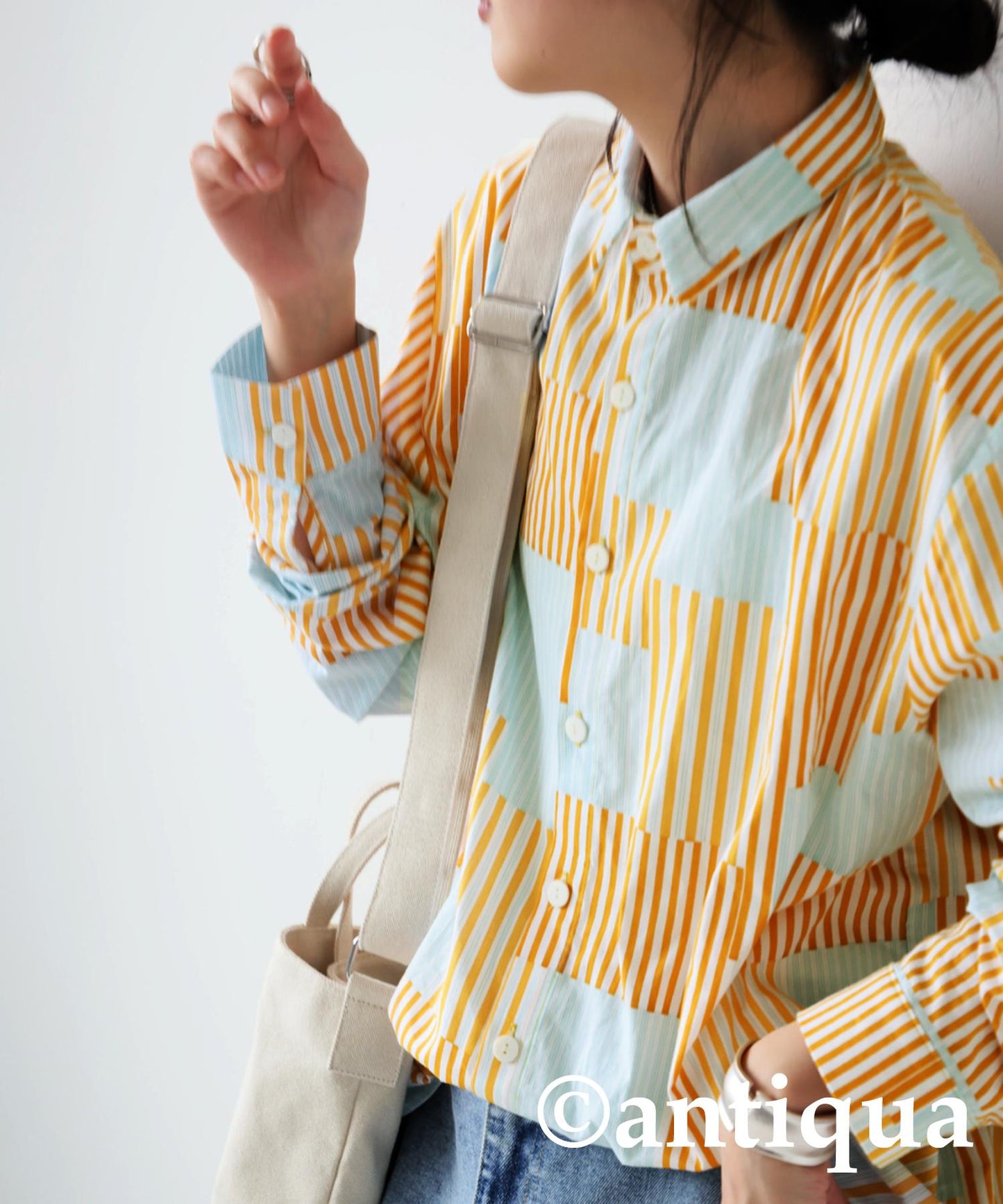 Ladies Striped Patchwork Shirt