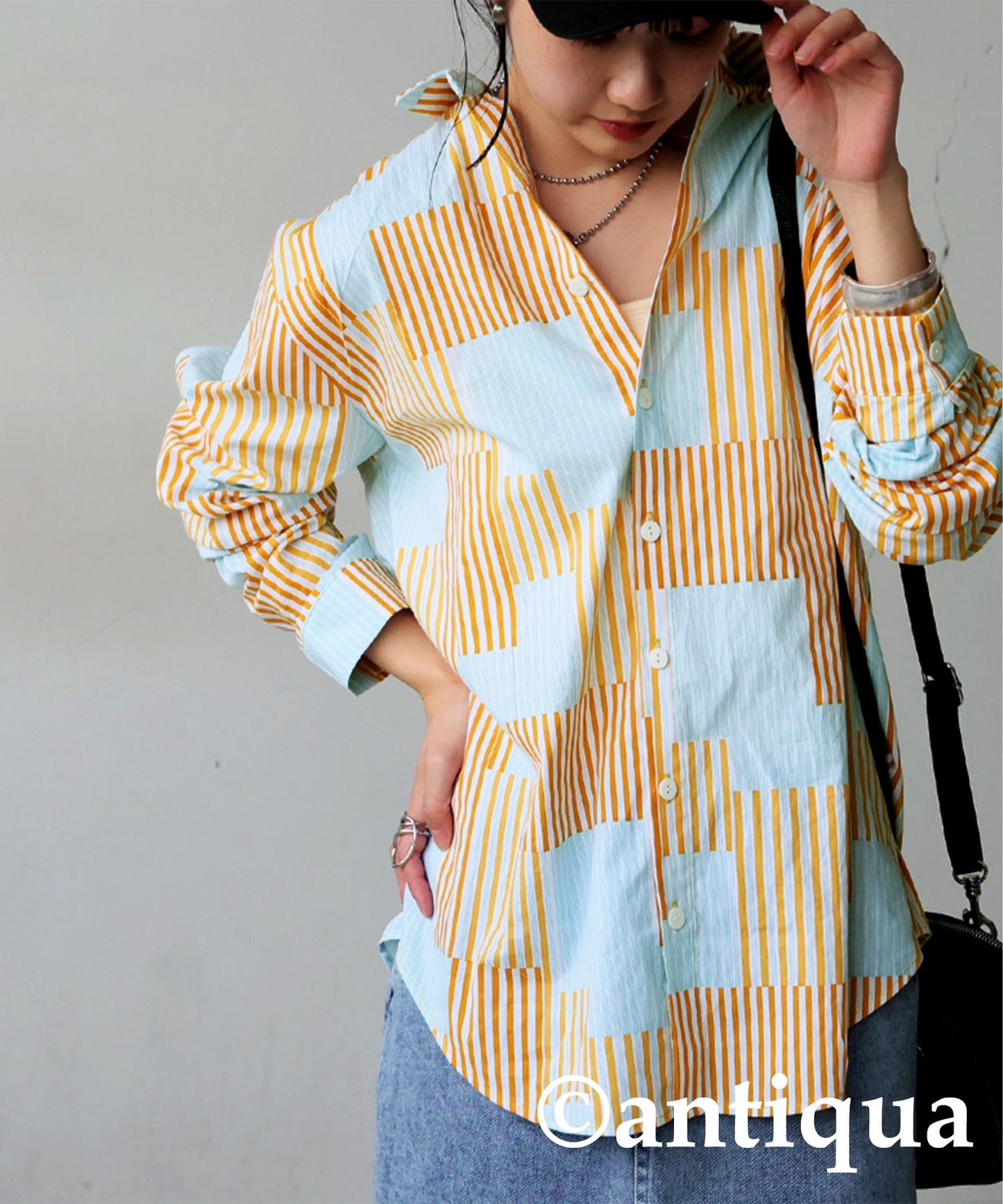 Ladies Striped Patchwork Shirt