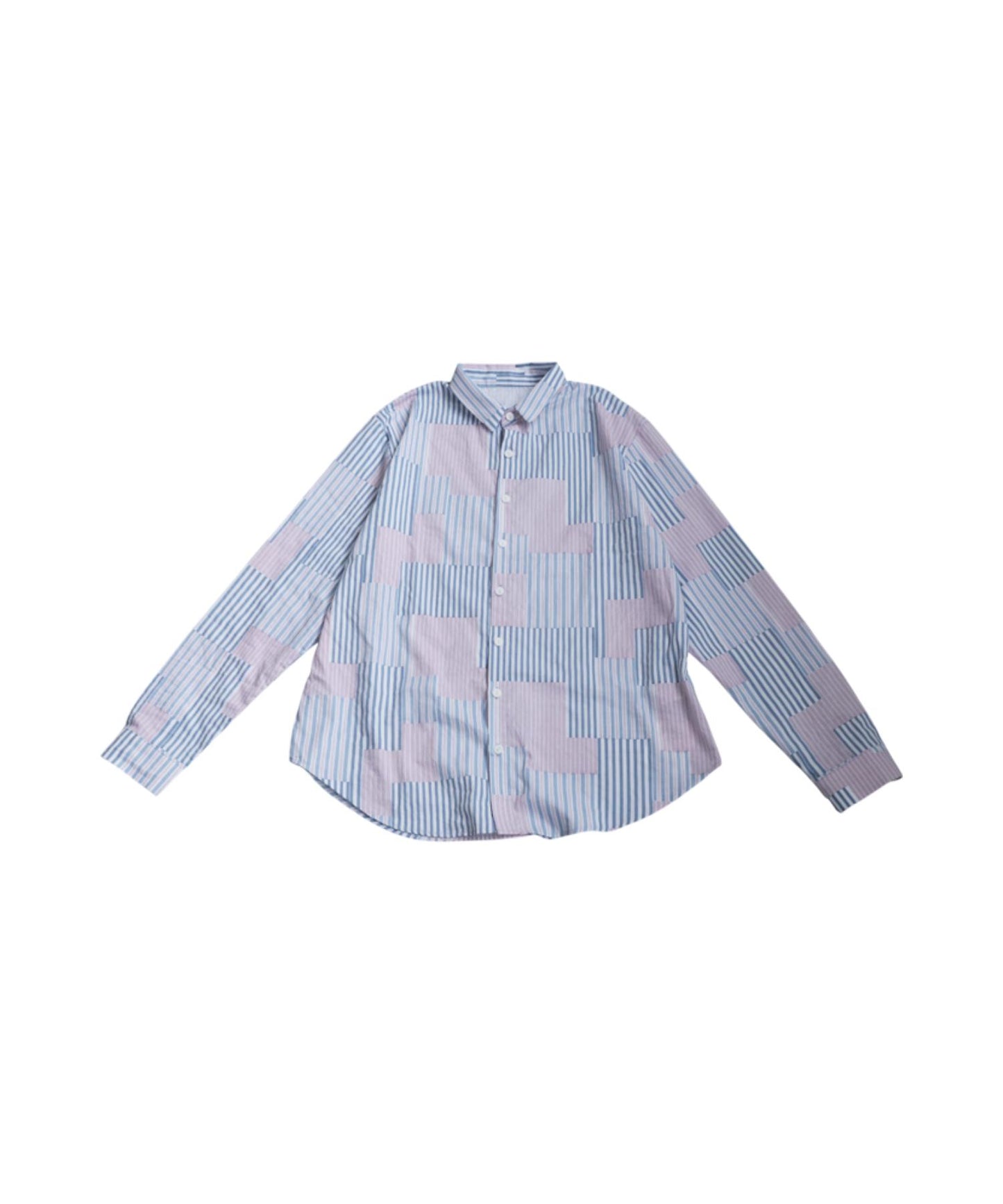 Men's Striped Patchwork Shirt