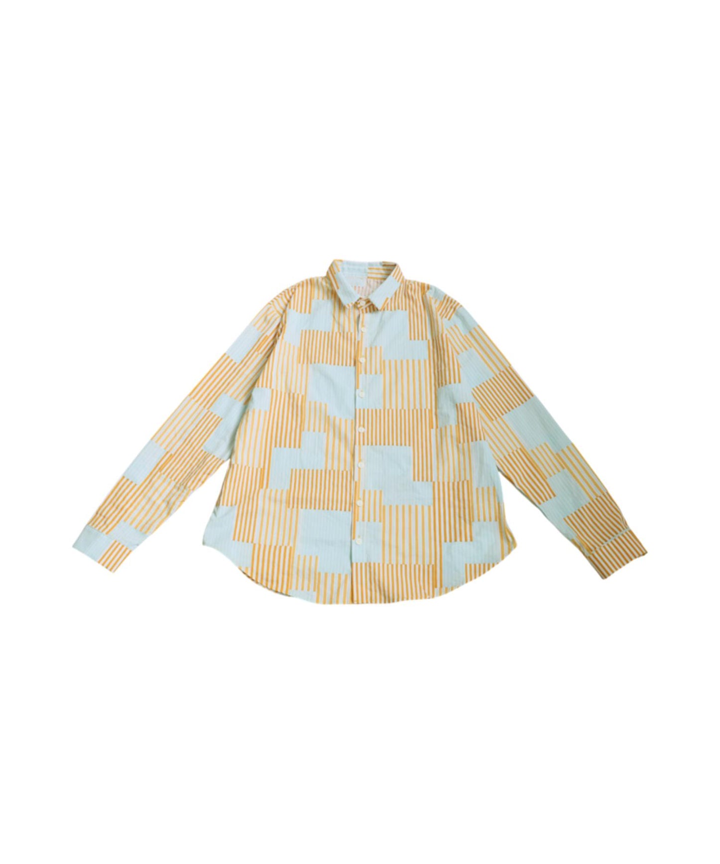 Men's Striped Patchwork Shirt