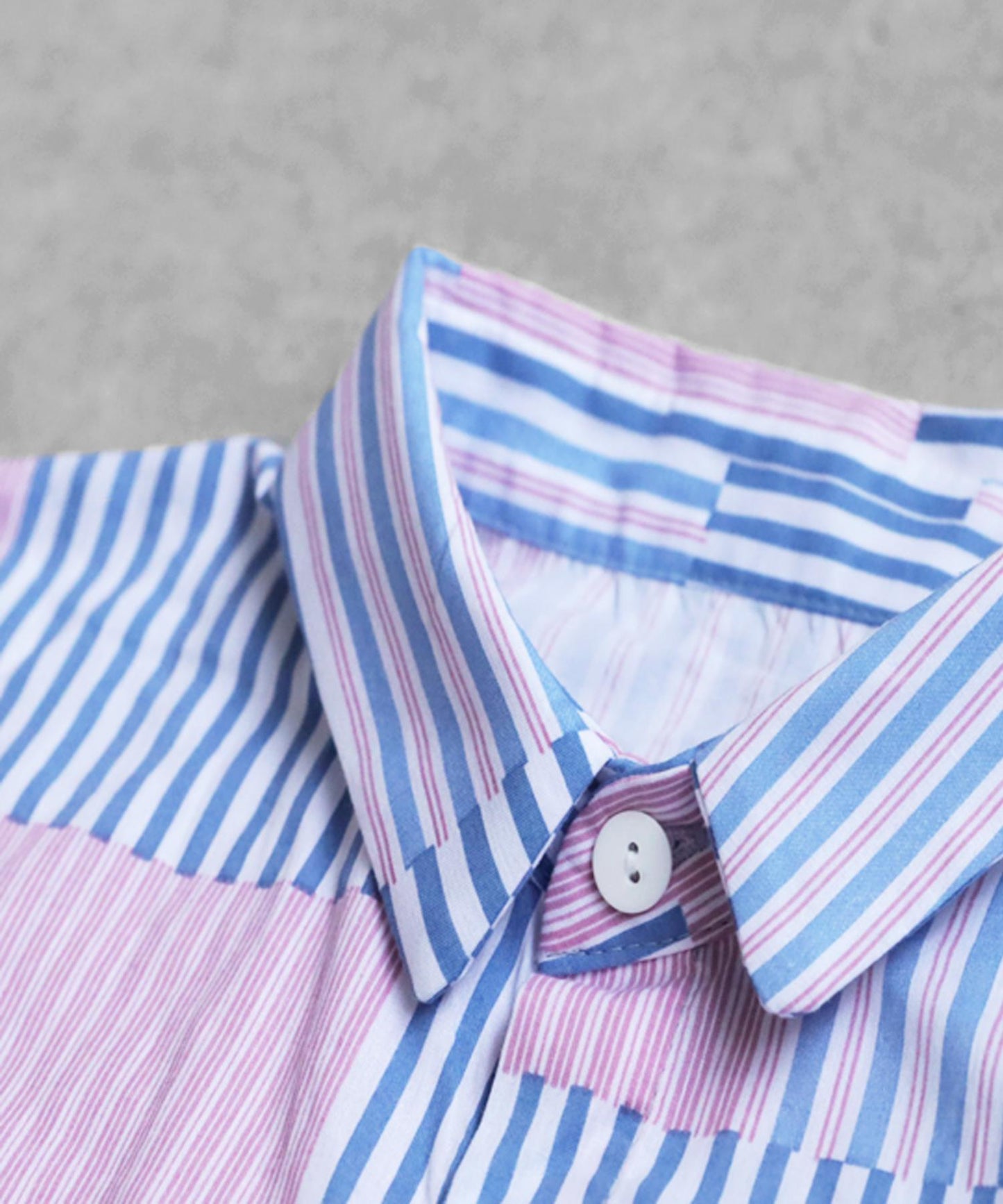 Men's Striped Patchwork Shirt