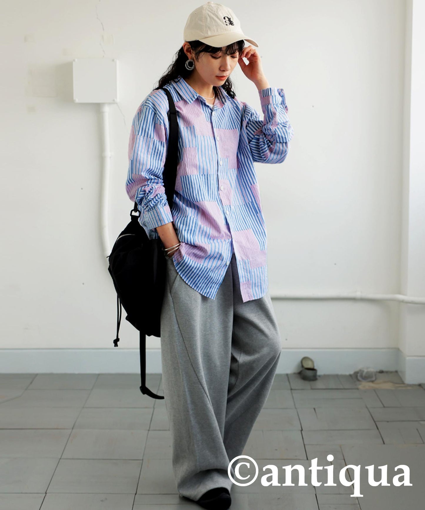 Ladies Striped Patchwork Shirt