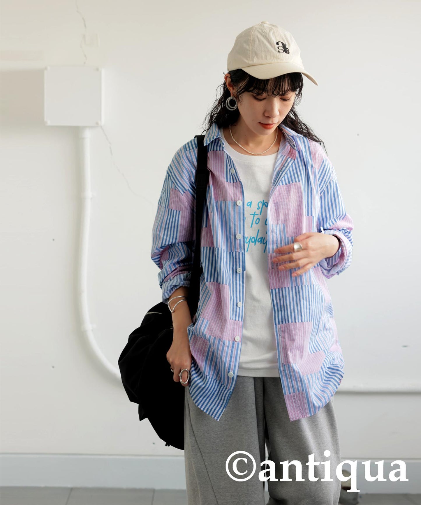 Ladies Striped Patchwork Shirt