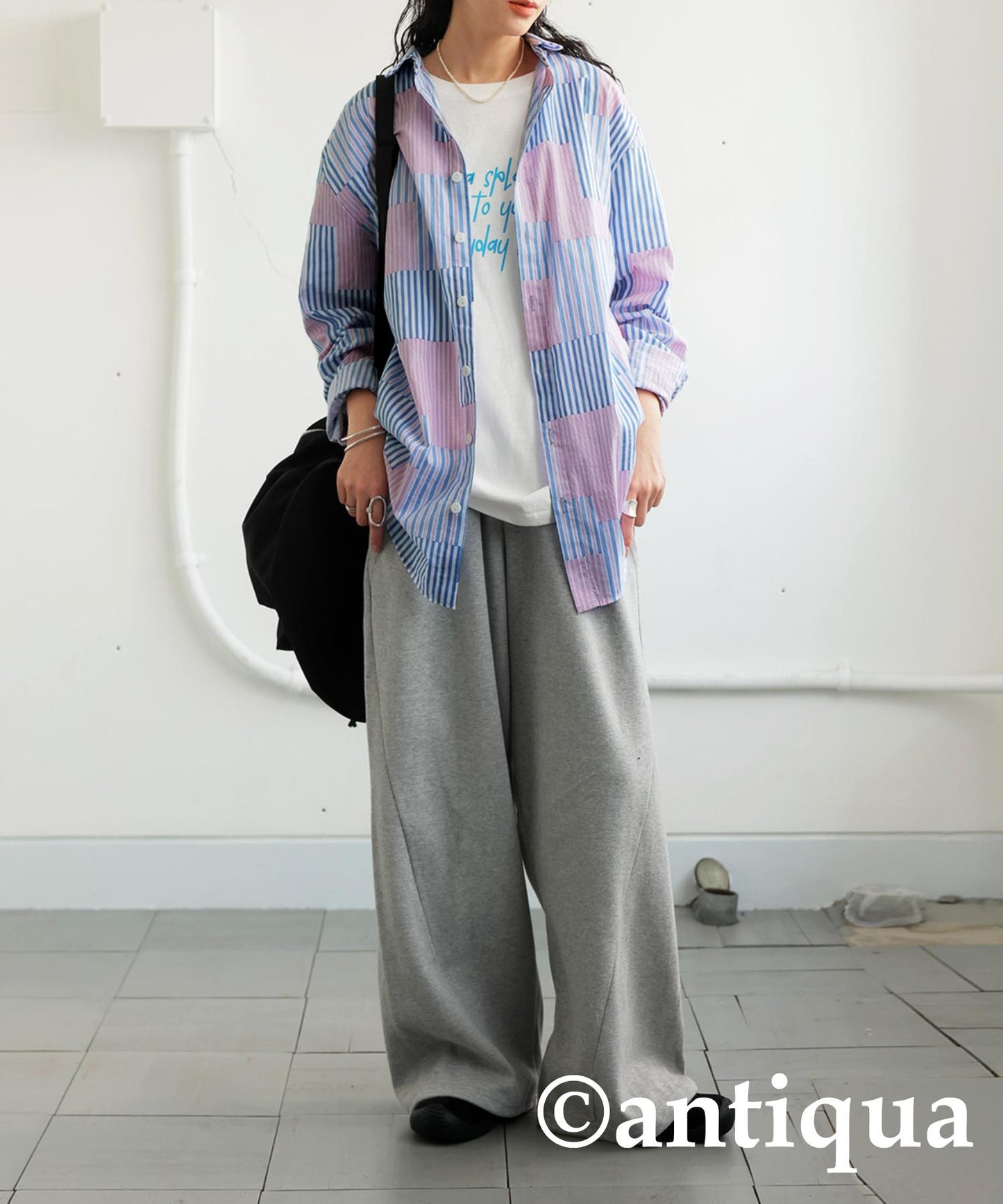 Ladies Striped Patchwork Shirt