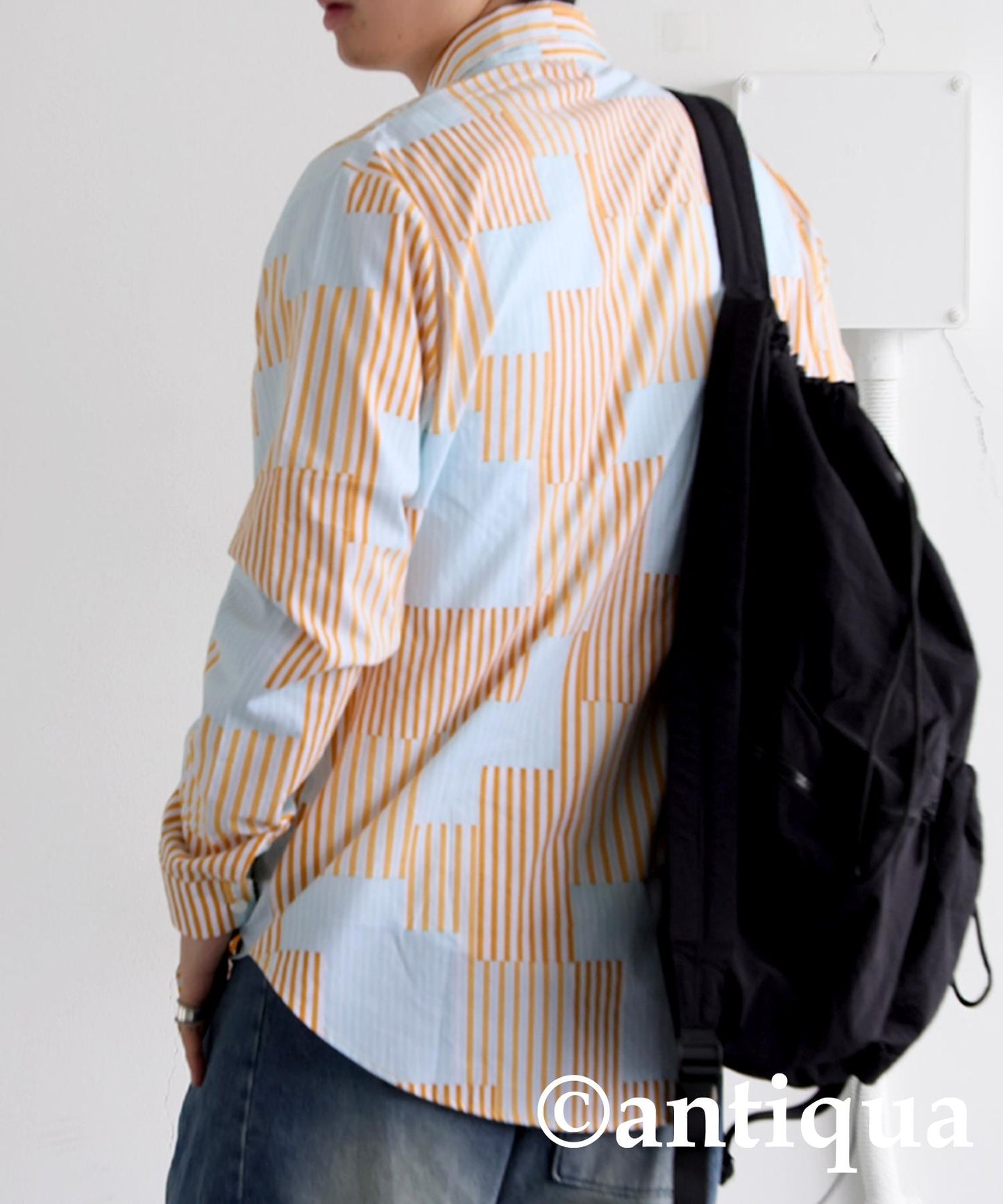 Men's Striped Patchwork Shirt
