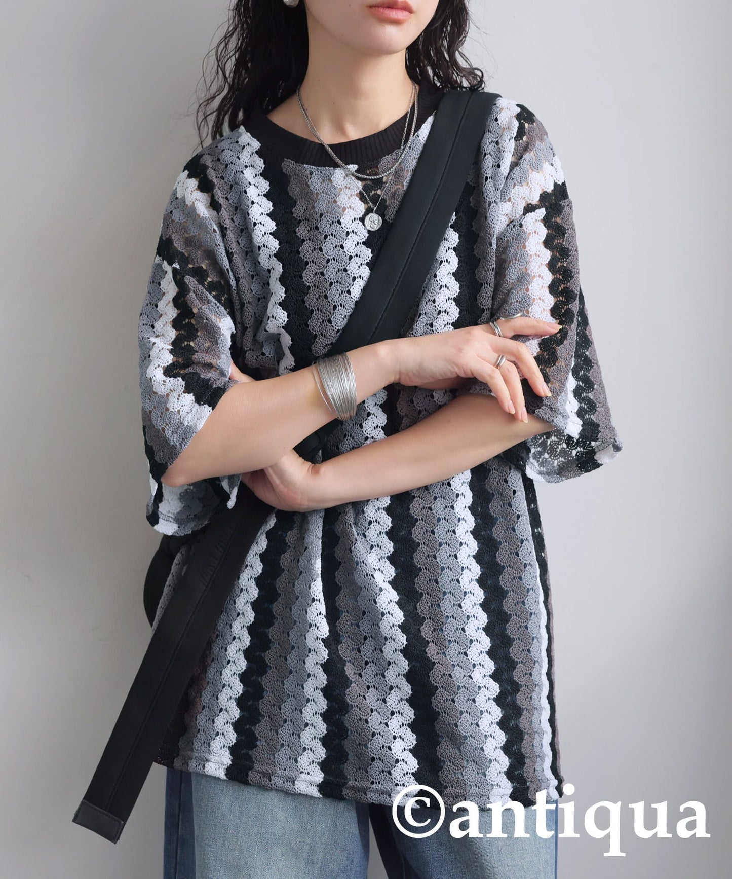 Ladies Lace Knit T-Shirt