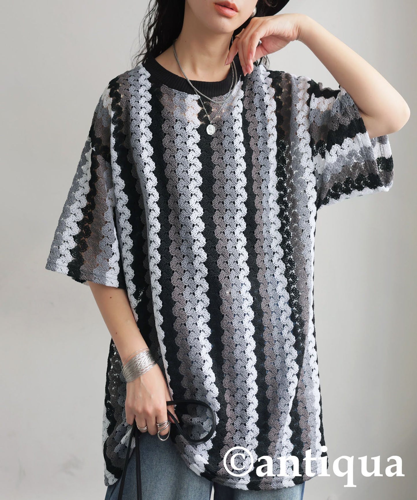 Ladies Lace Knit T-Shirt