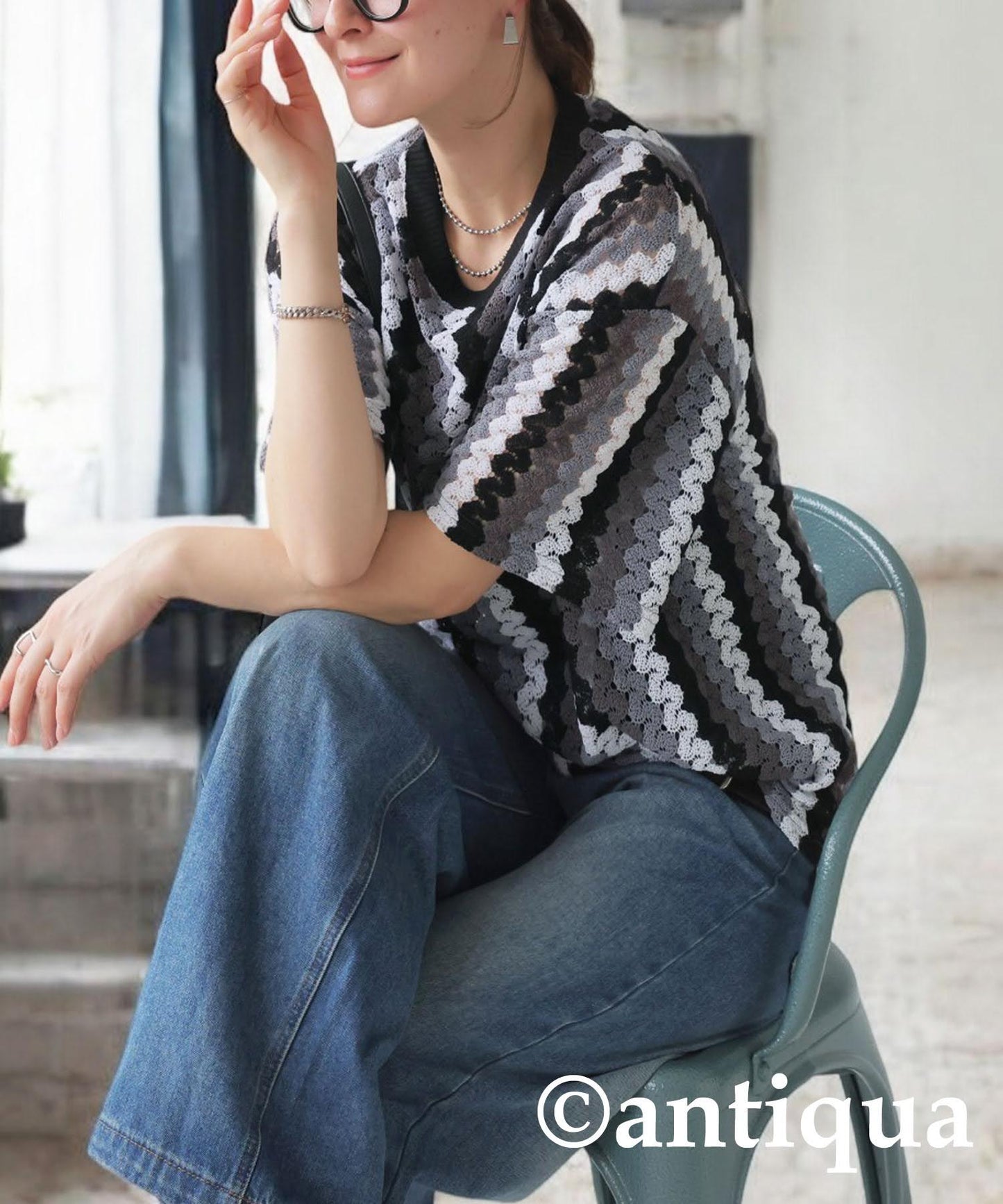 Ladies Lace Knit T-Shirt