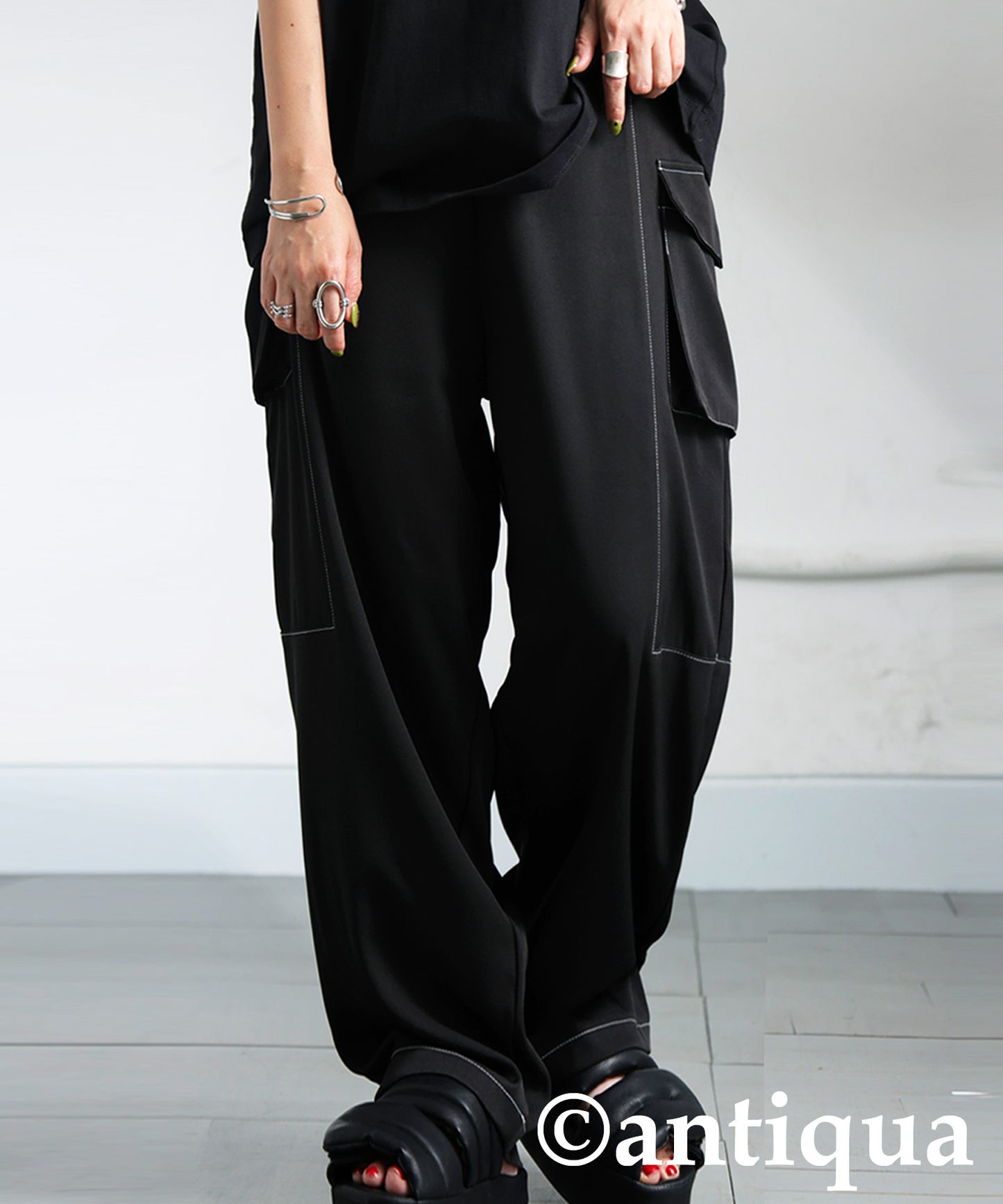 Ladies White Stitch Cargo Pants