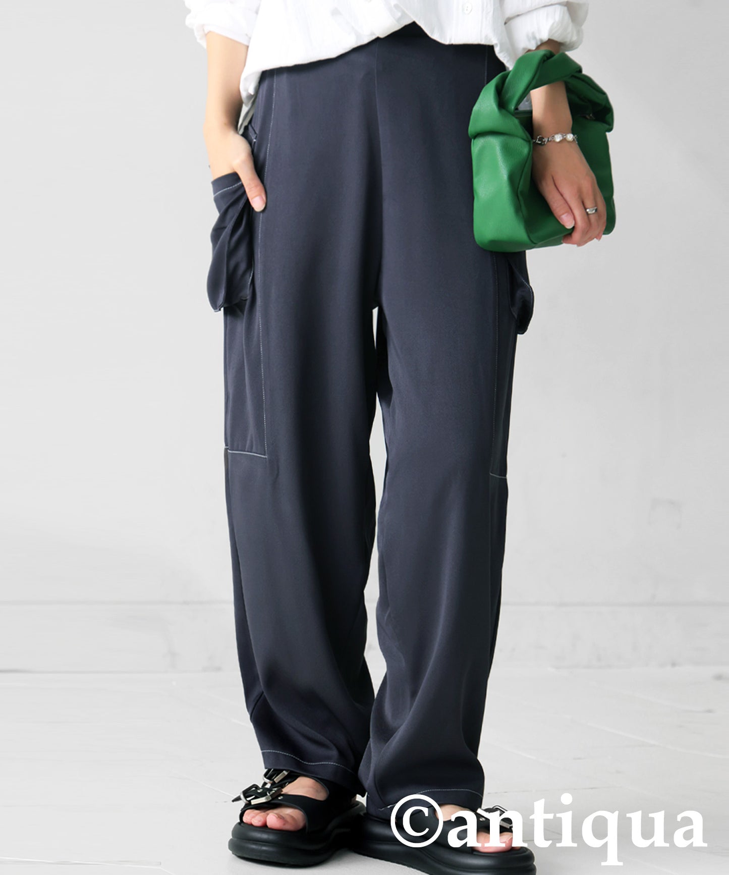 Ladies White Stitch Cargo Pants