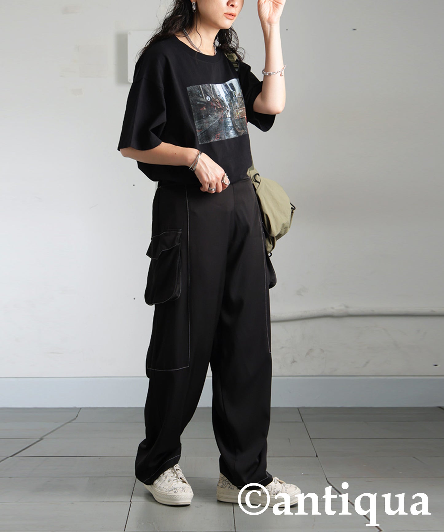 Ladies White Stitch Cargo Pants