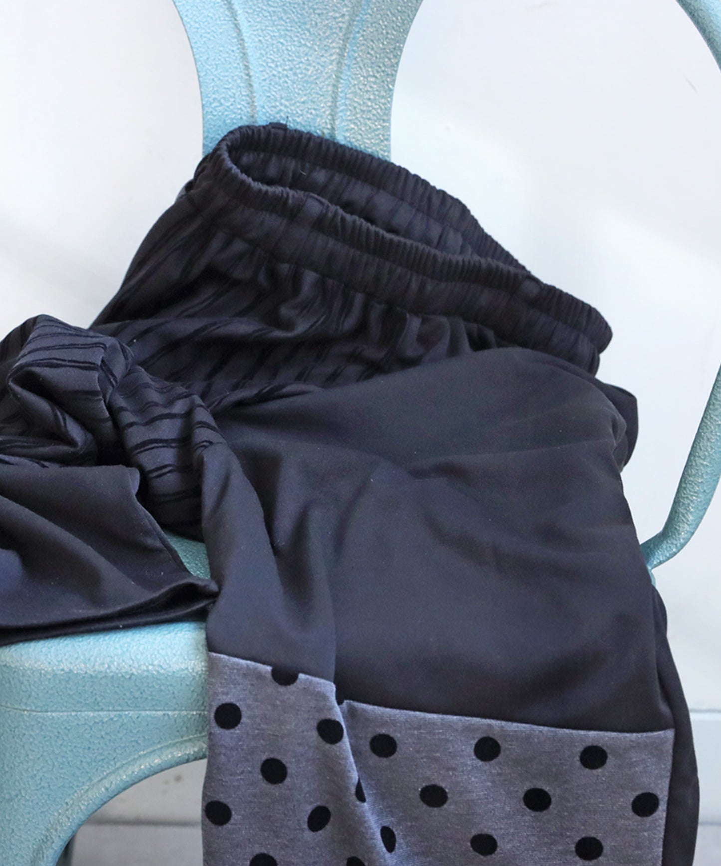 Dot And Stripe Switching Wide Pants Ladies