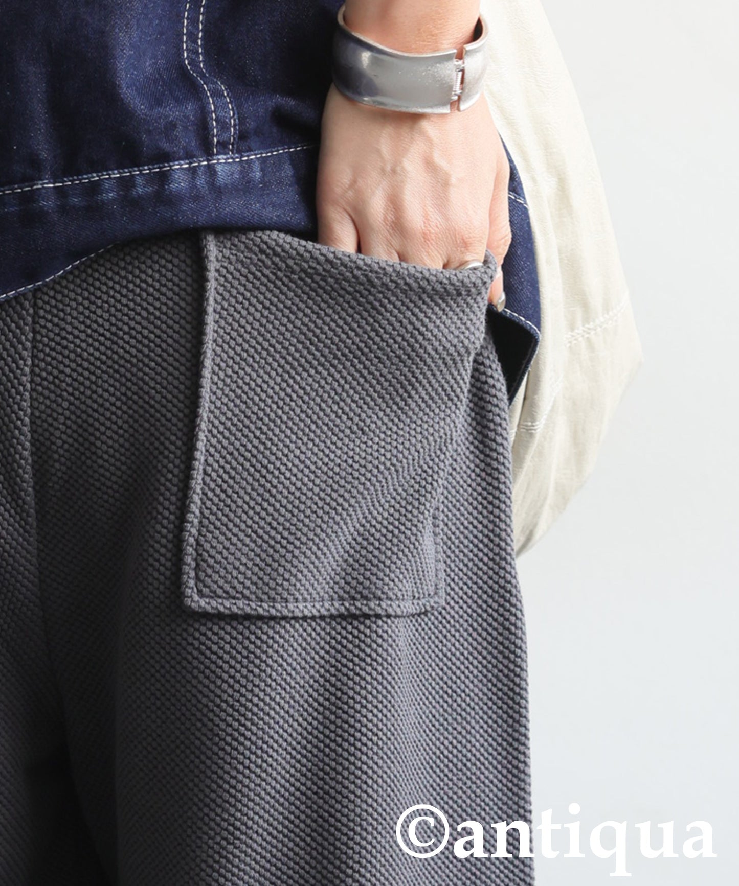 Waffle Knit Wide-Leg Pants Ladies