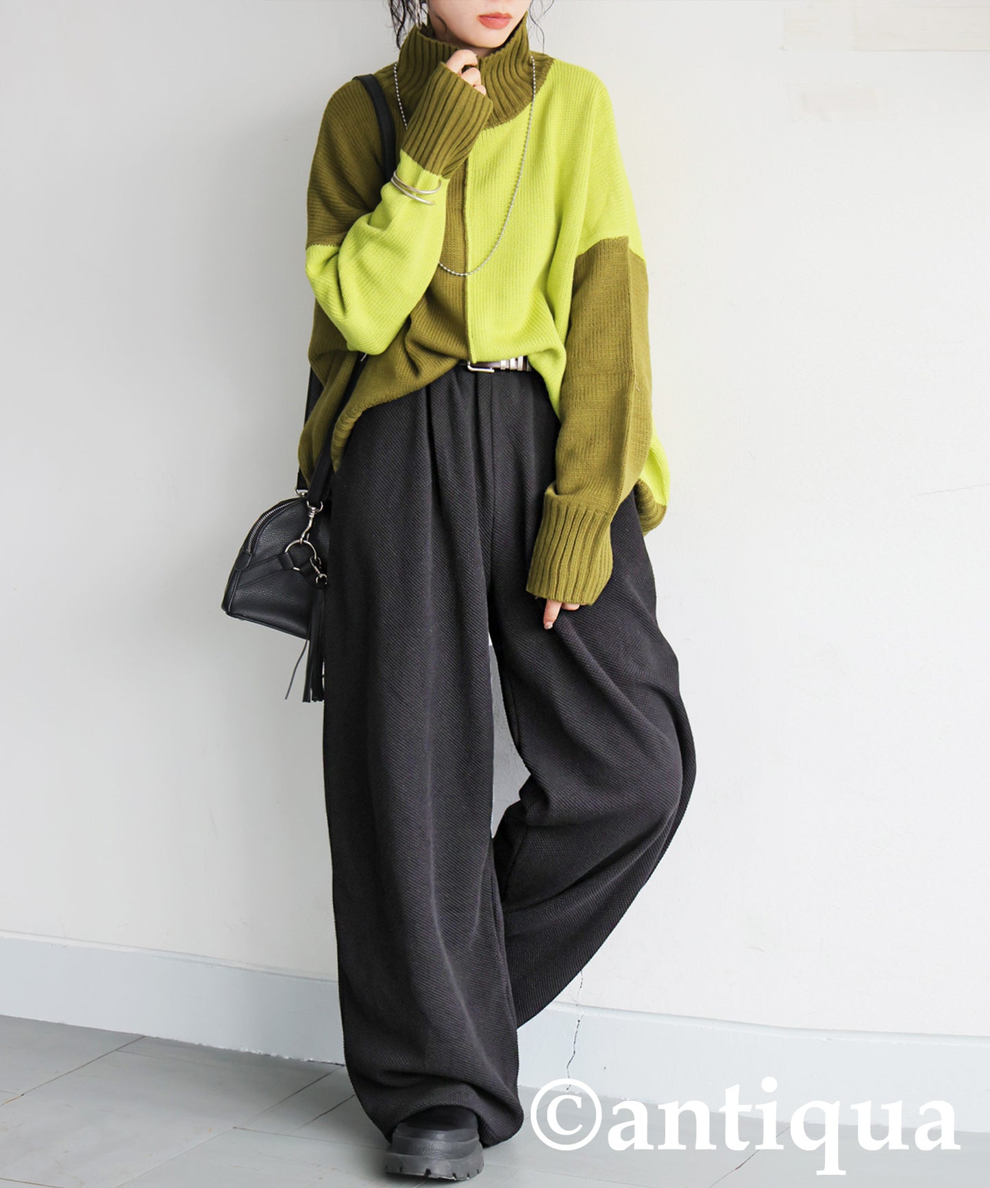 Waffle Knit Wide-Leg Pants Ladies