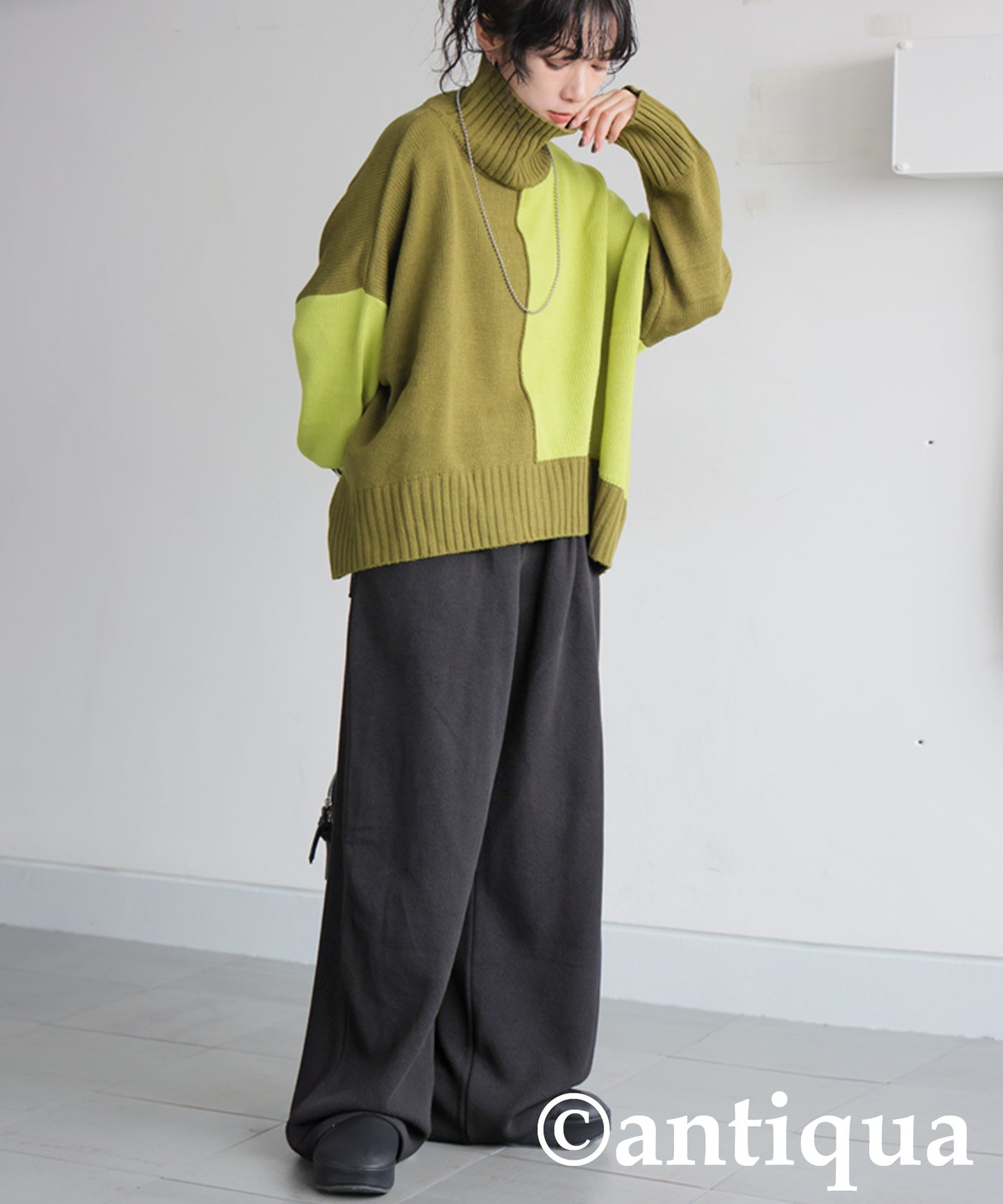 Waffle Knit Wide-Leg Pants Ladies