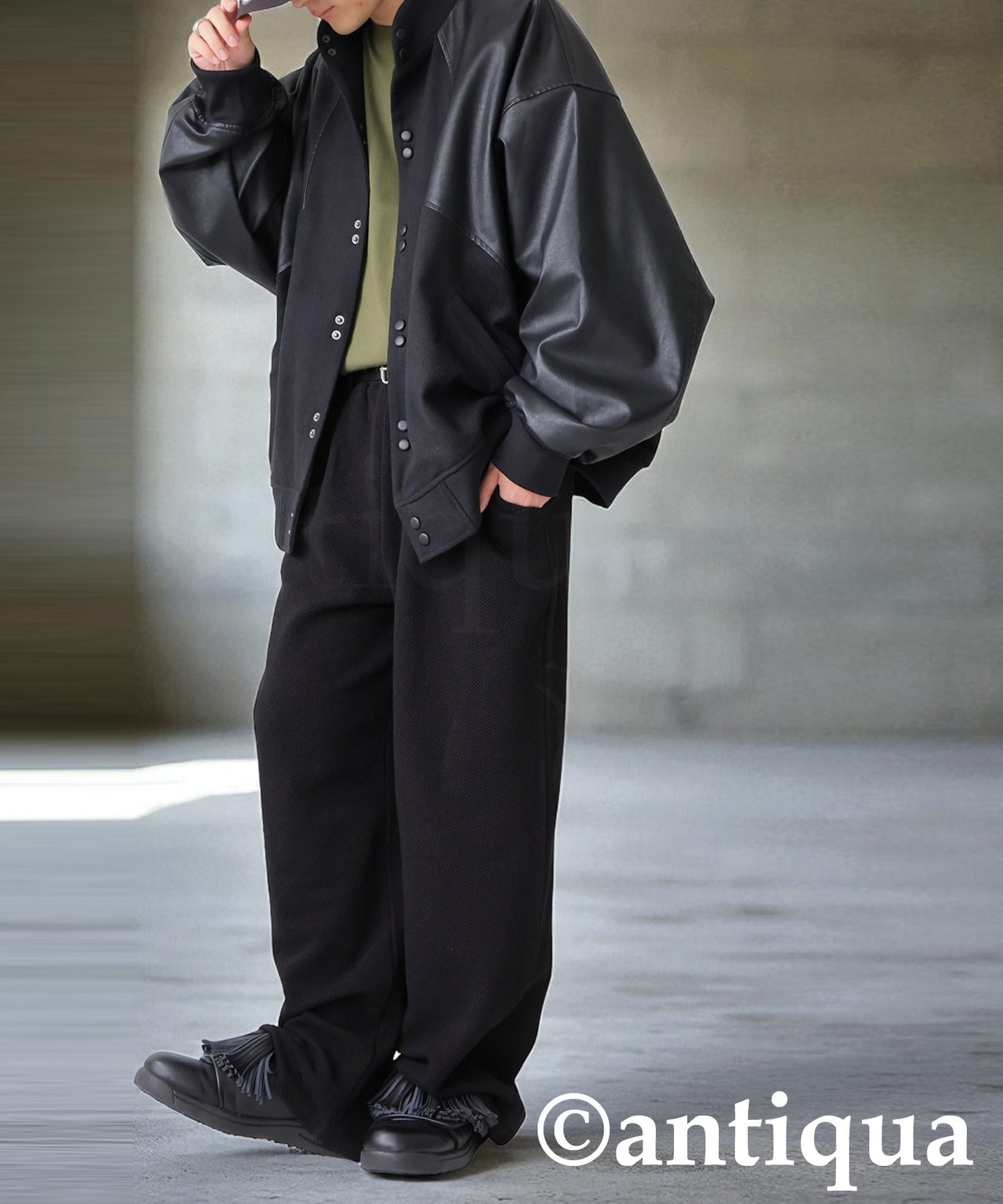 Waffle Knit Wide-Leg Pants Men's