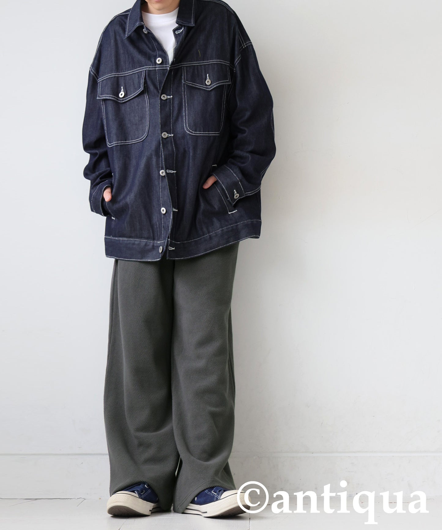 Waffle Knit Wide-Leg Pants Men's
