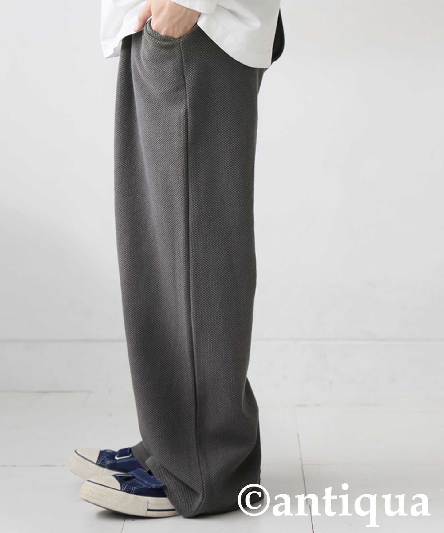 Waffle Knit Wide-Leg Pants Men's