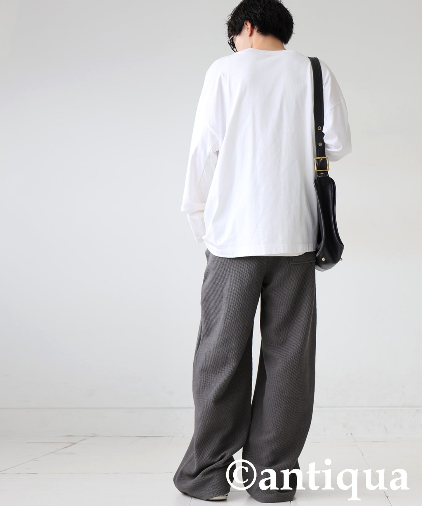 Waffle Knit Wide-Leg Pants Men's