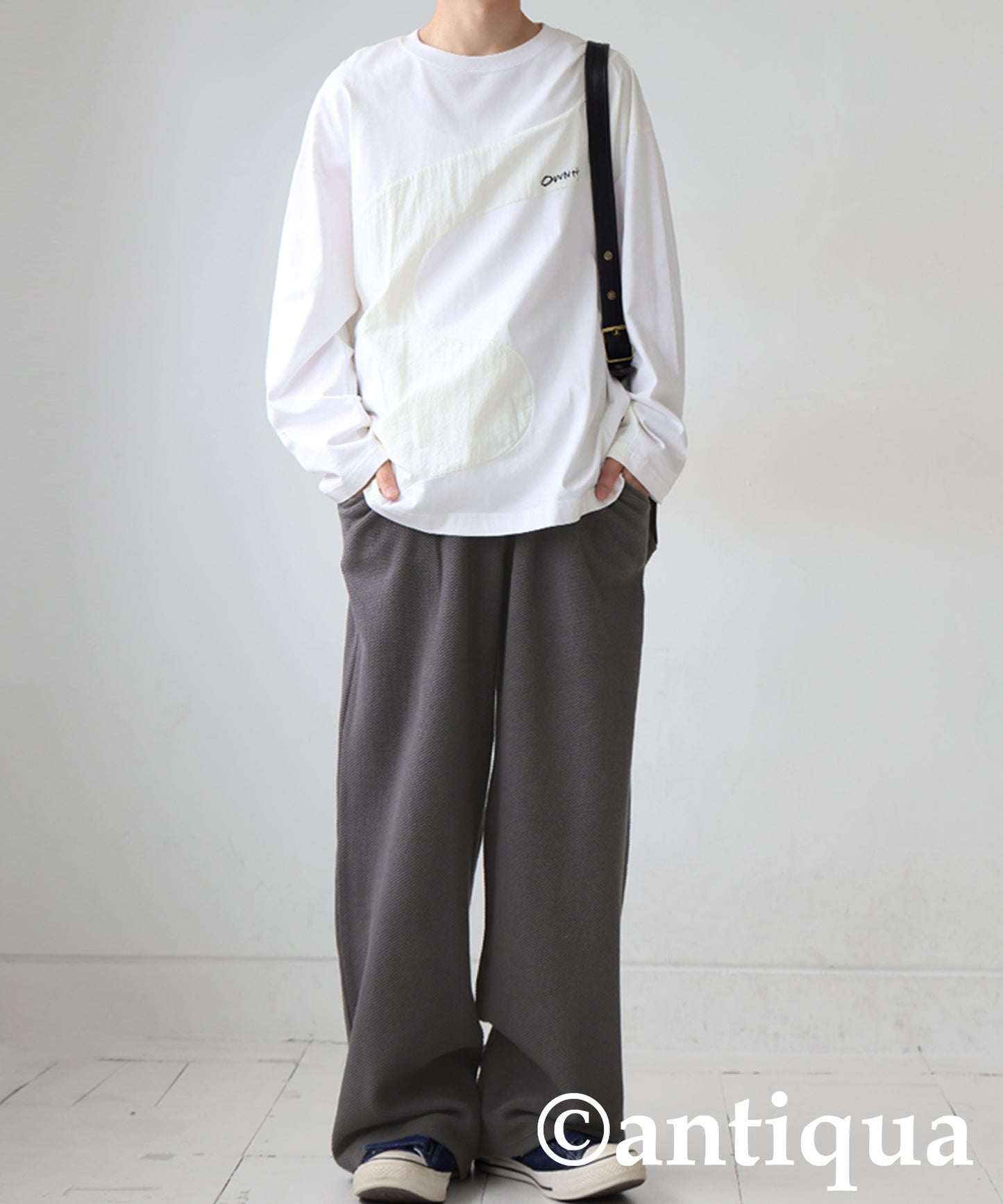Waffle Knit Wide-Leg Pants Men's
