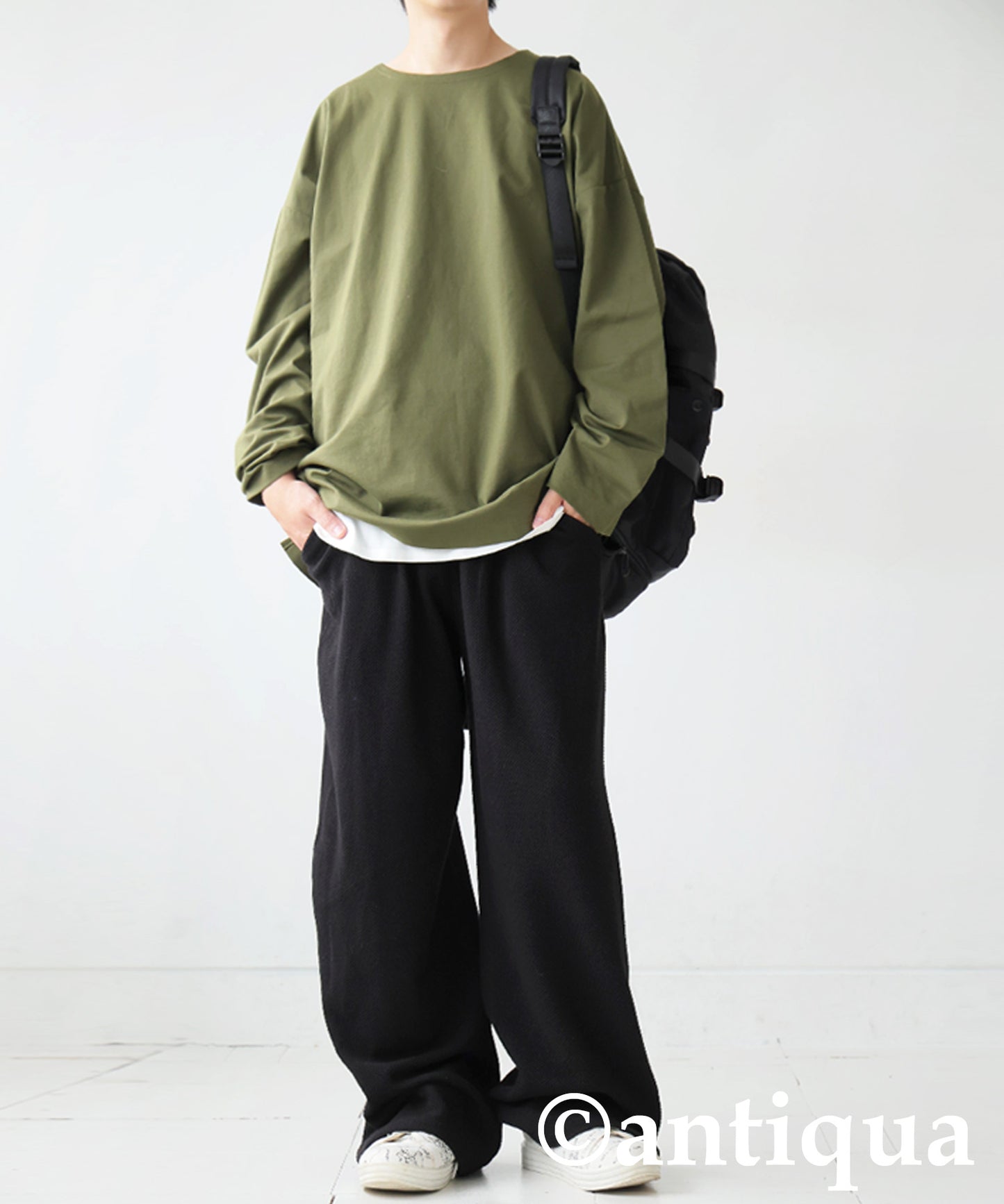 Waffle Knit Wide-Leg Pants Men's