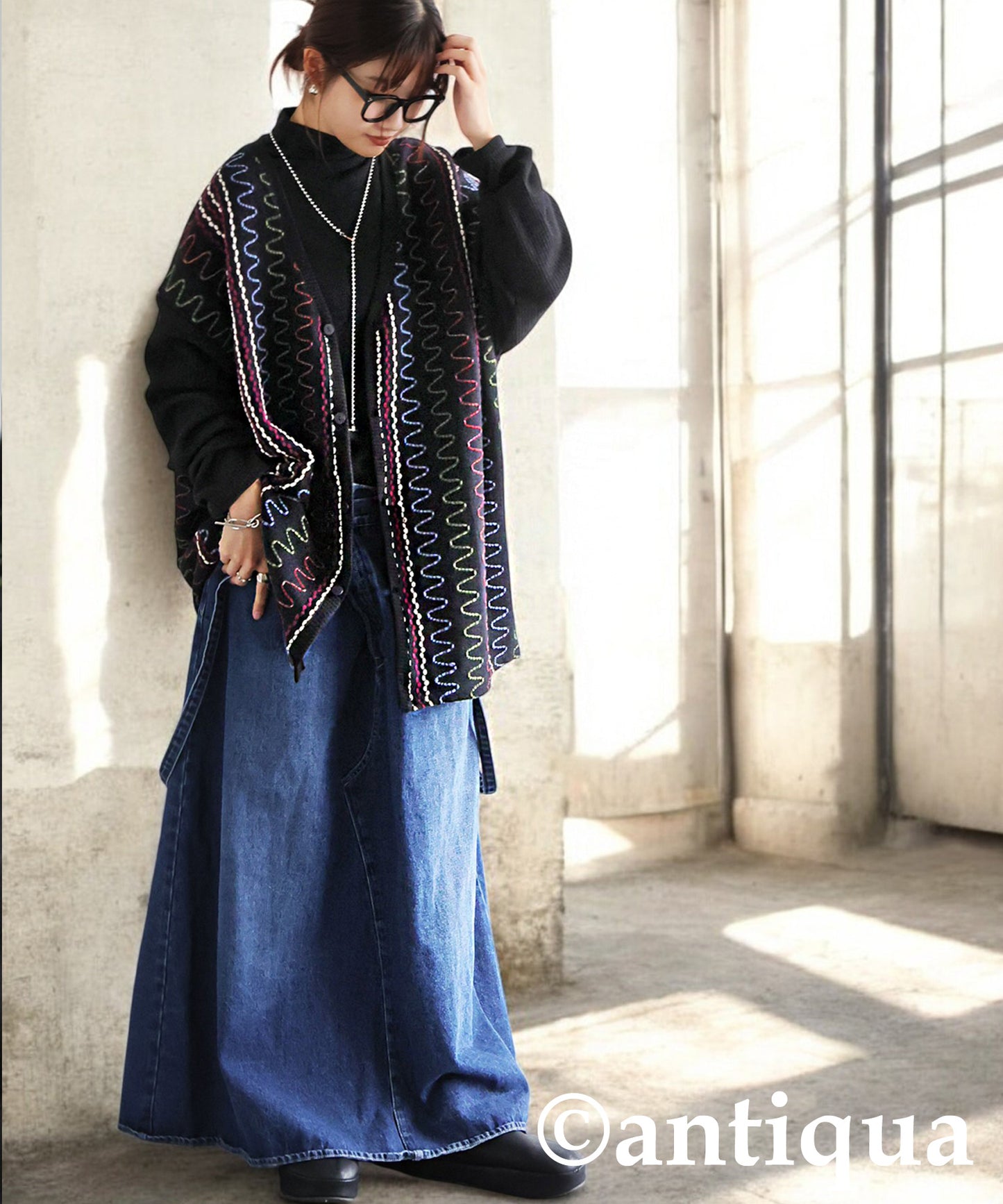 Color Stitch Knit Cardigan Ladies