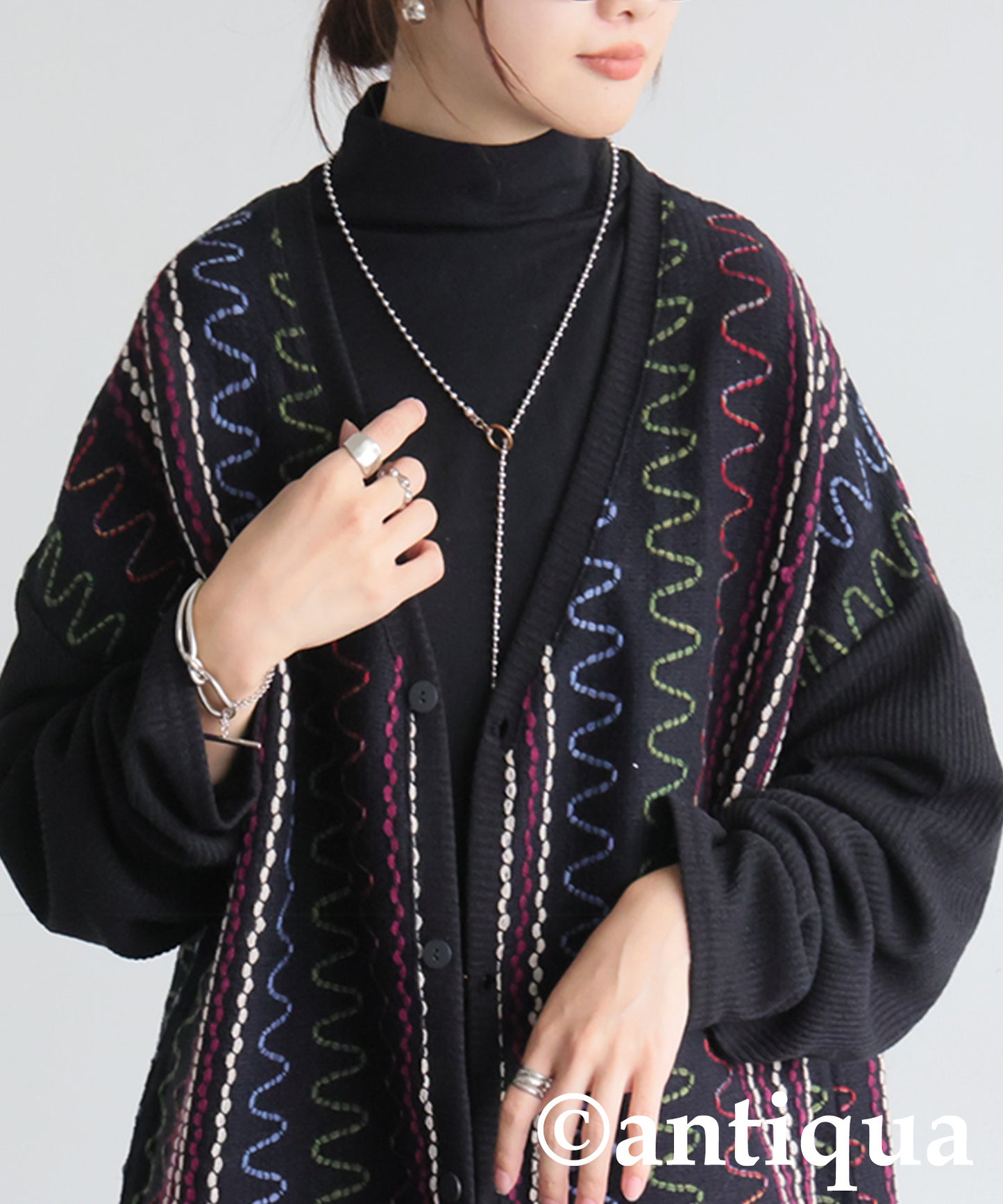 Color Stitch Knit Cardigan Ladies