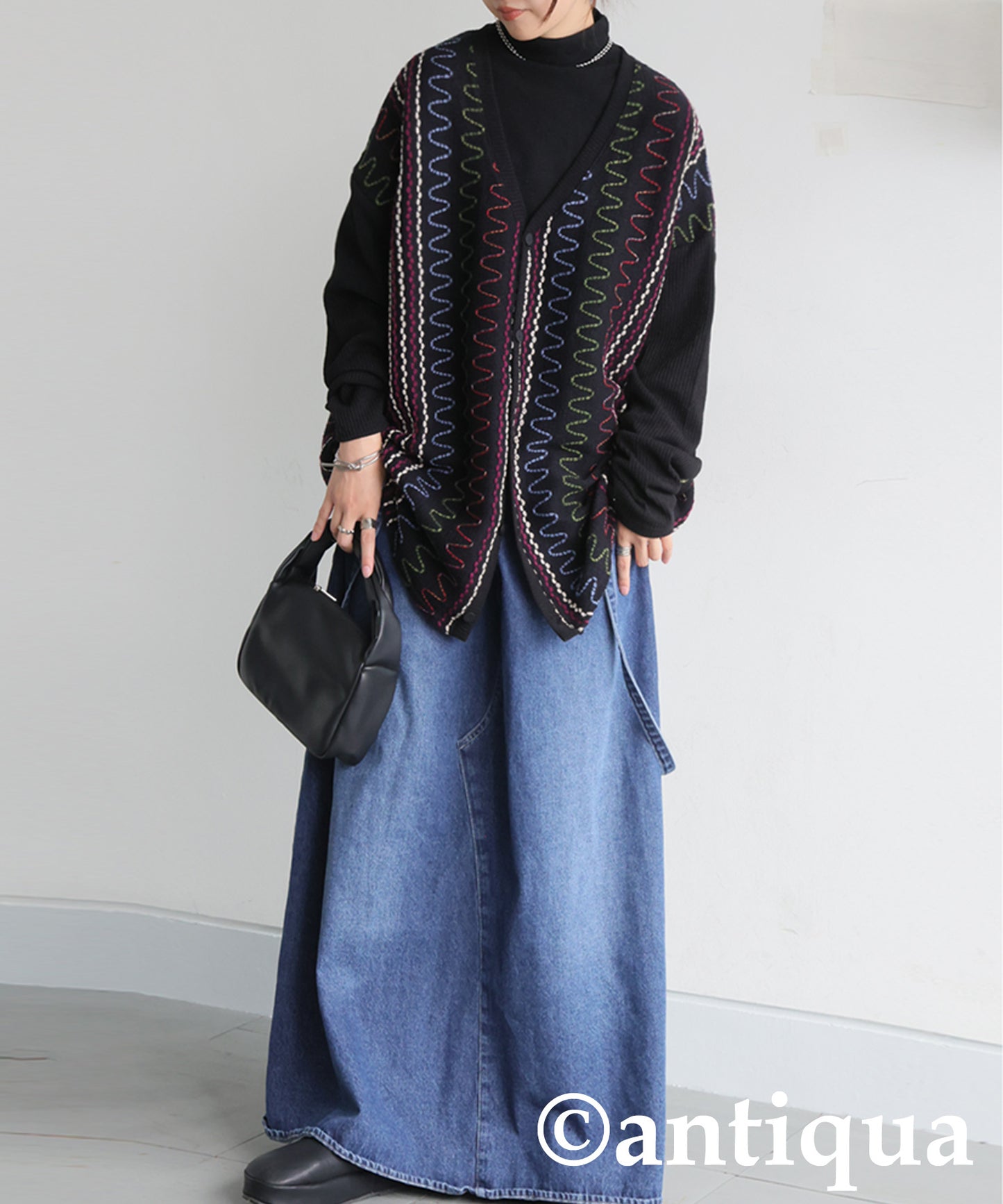 Color Stitch Knit Cardigan Ladies