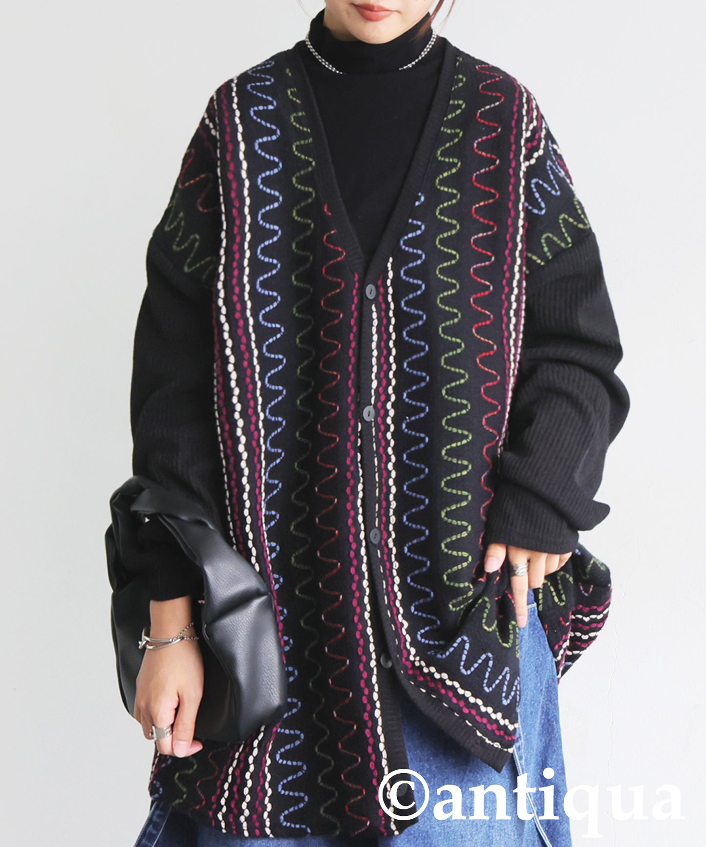 Color Stitch Knit Cardigan Ladies