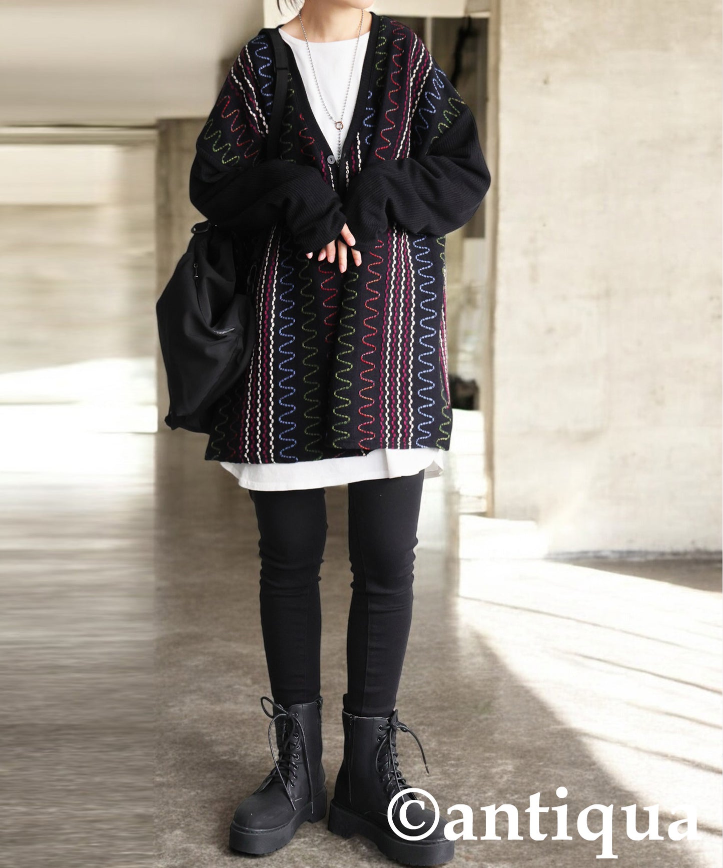 Color Stitch Knit Cardigan Ladies