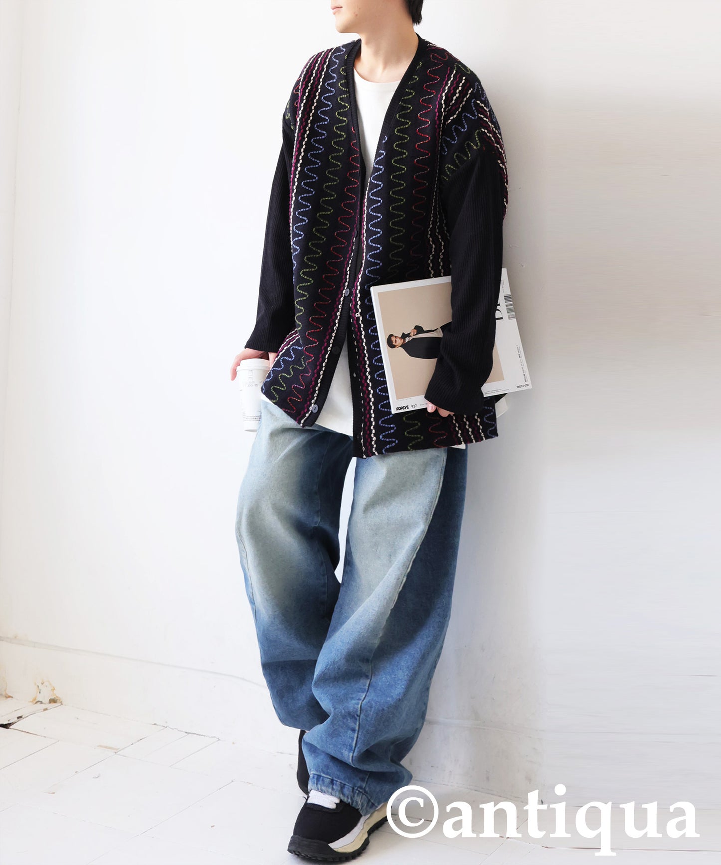 Color Stitch Knit Cardigan Men's