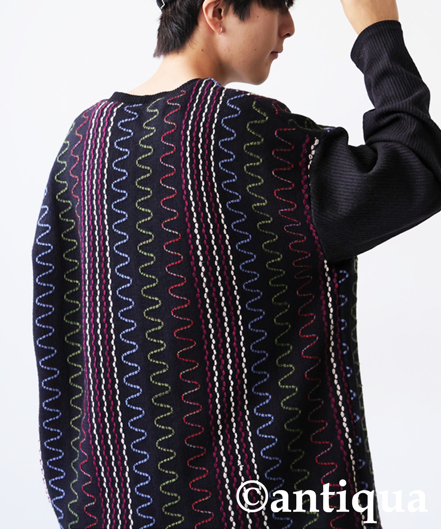 Color Stitch Knit Cardigan Men's