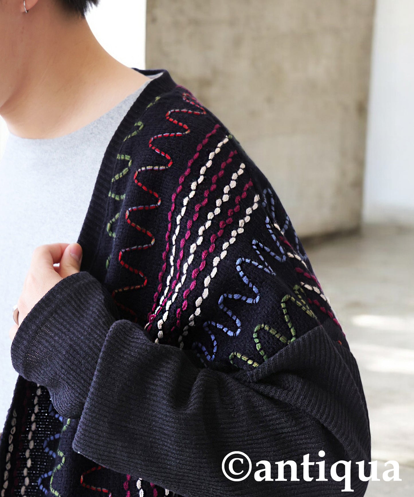 Color Stitch Knit Cardigan Men's