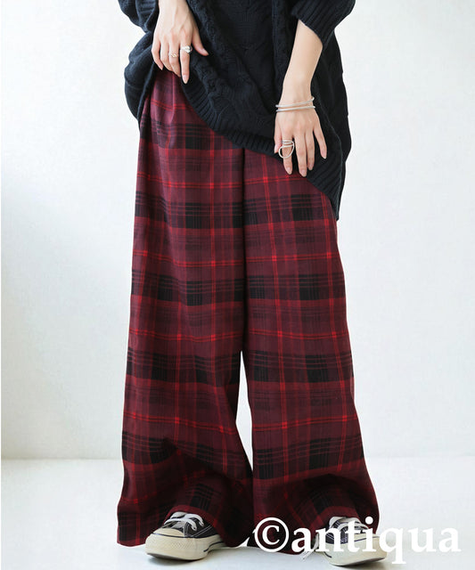 Checked Wide Pants Ladies
