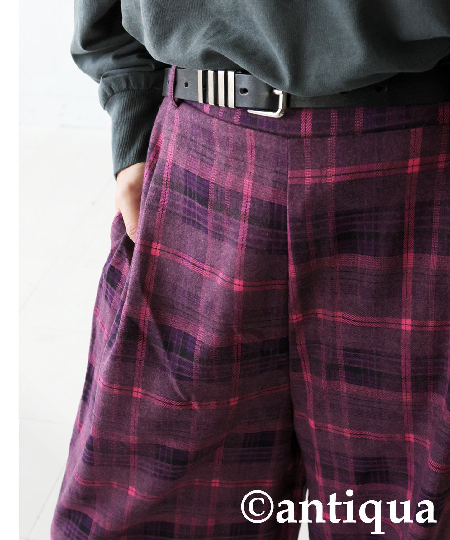 Checked Wide Pants Ladies