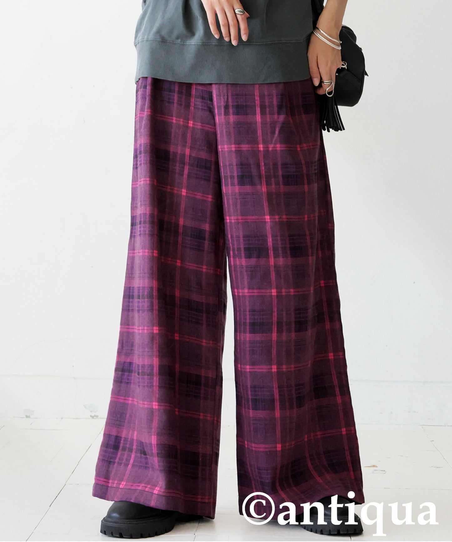 Checked Wide Pants Ladies