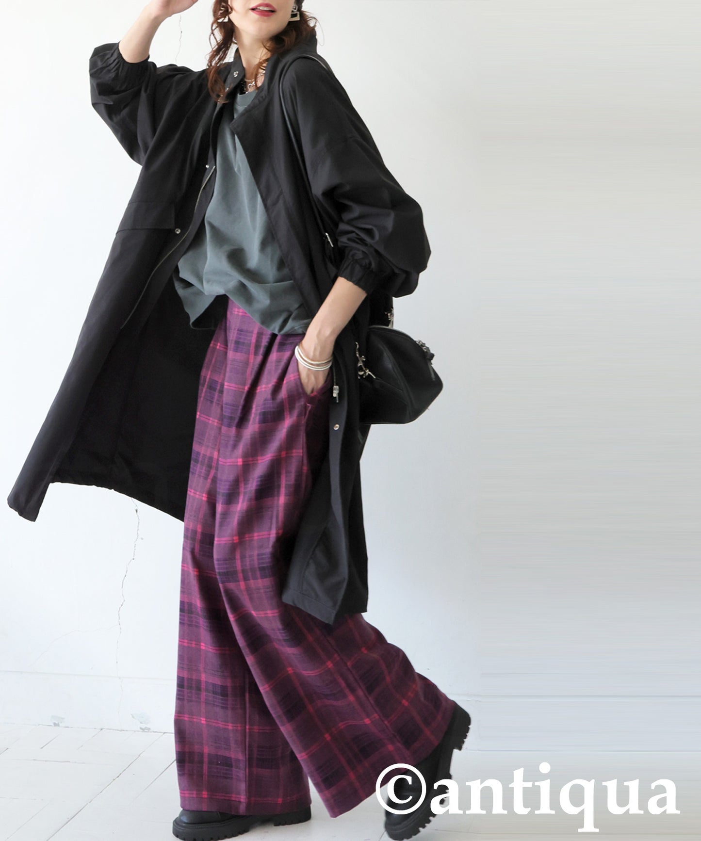 Checked Wide Pants Ladies