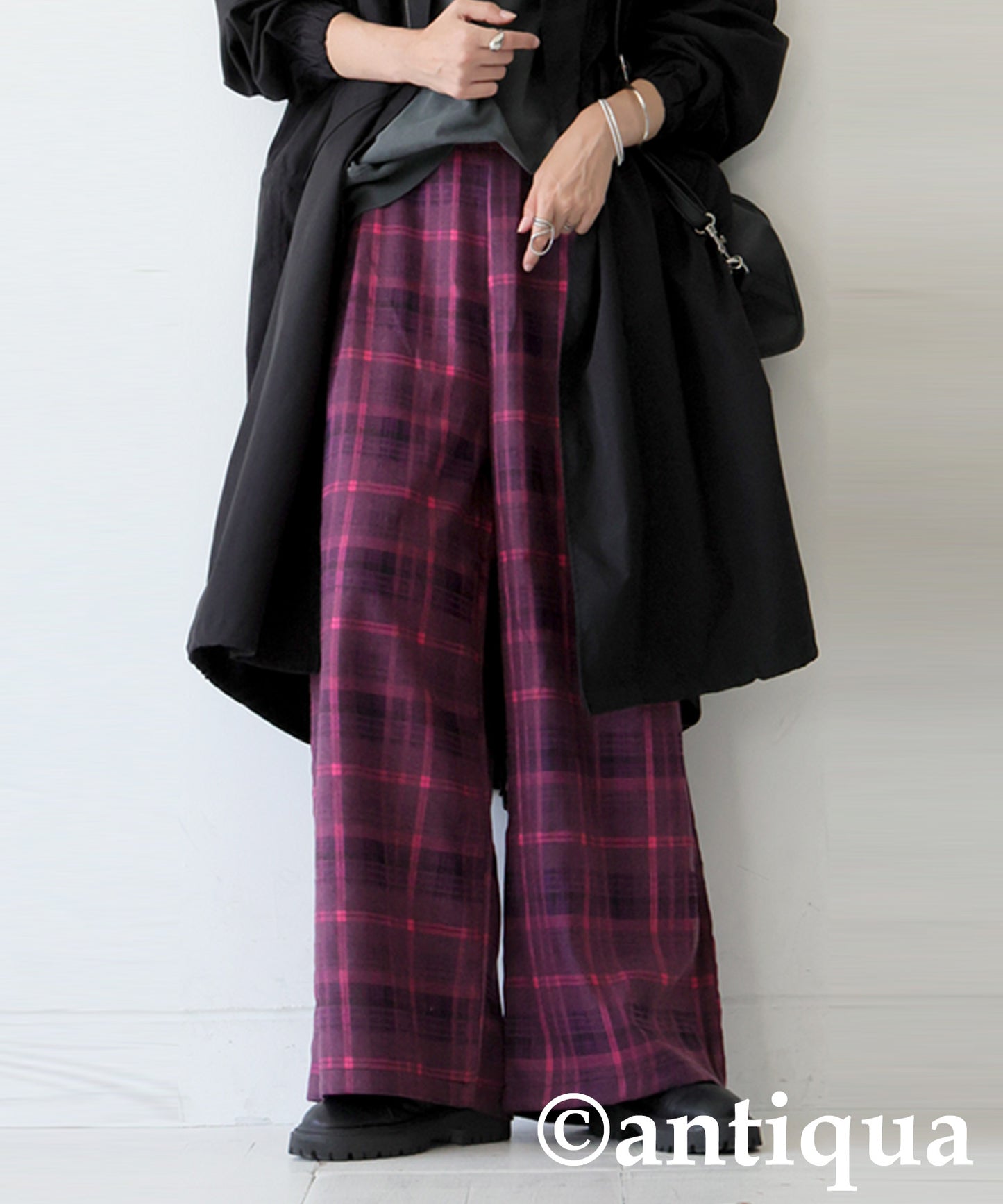 Checked Wide Pants Ladies