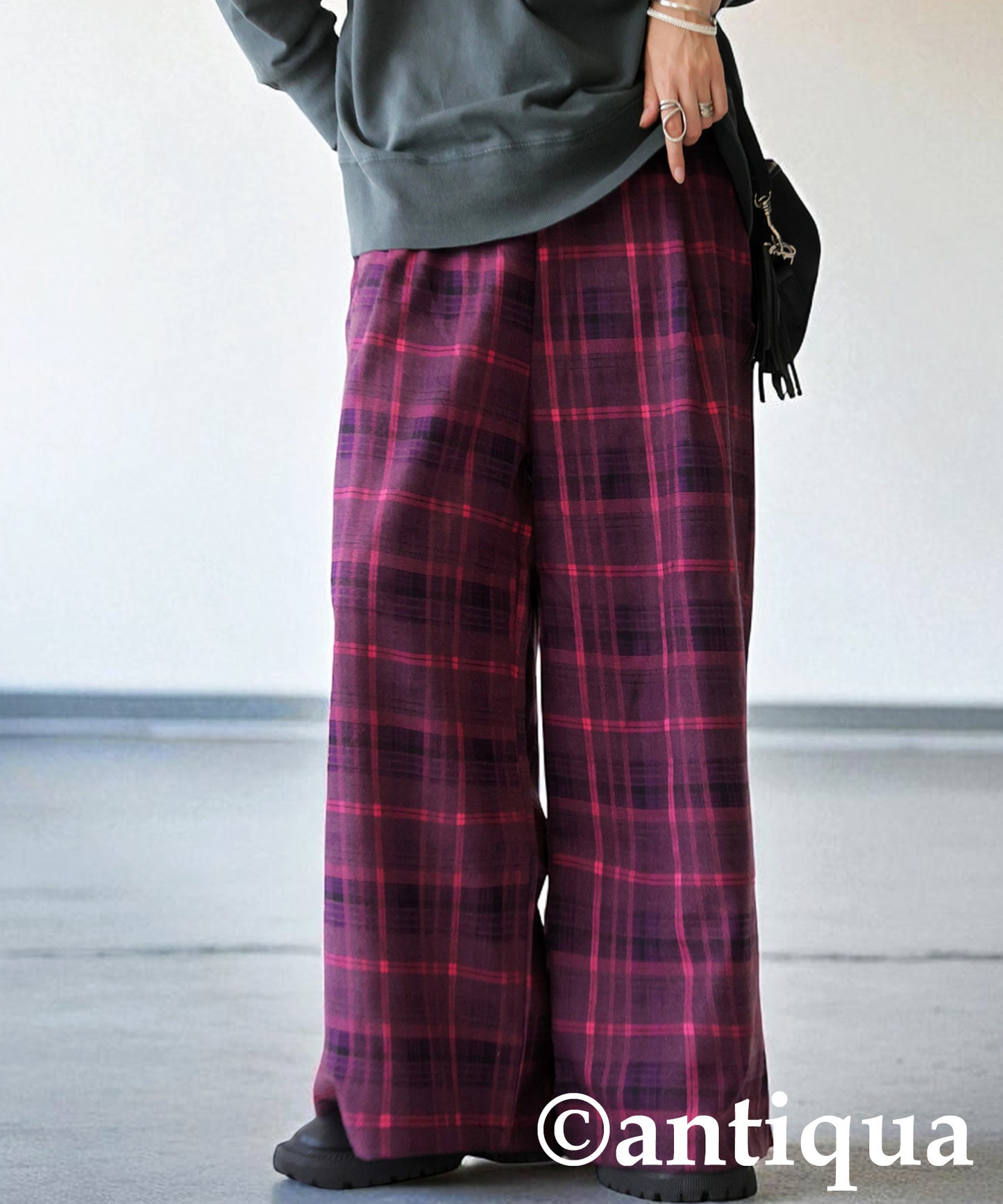 Checked Wide Pants Ladies