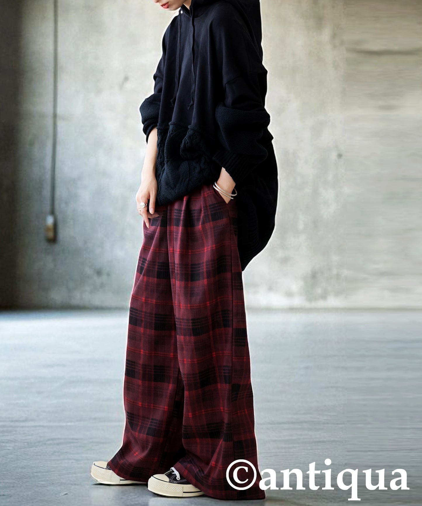 Checked Wide Pants Ladies