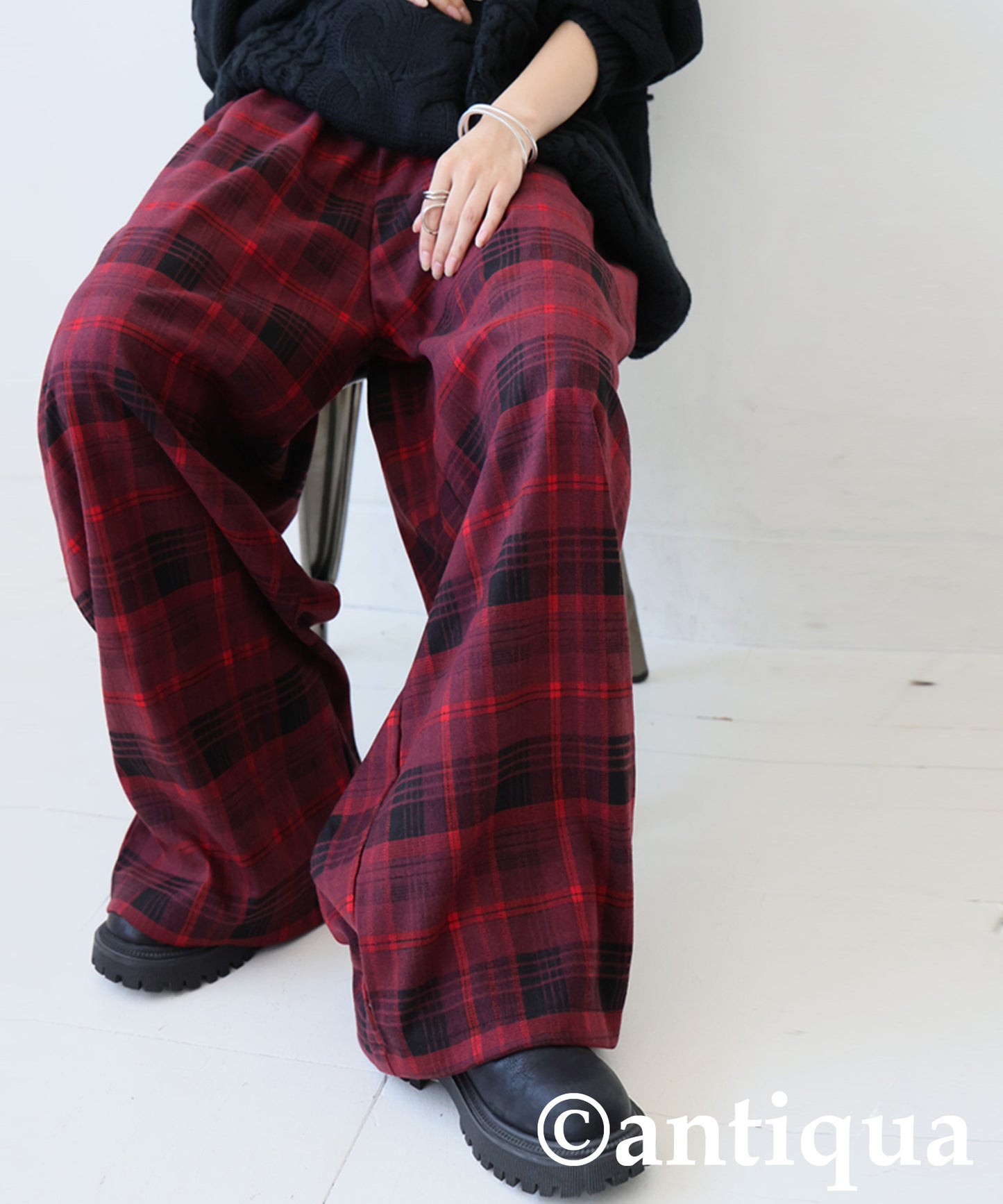 Checked Wide Pants Ladies