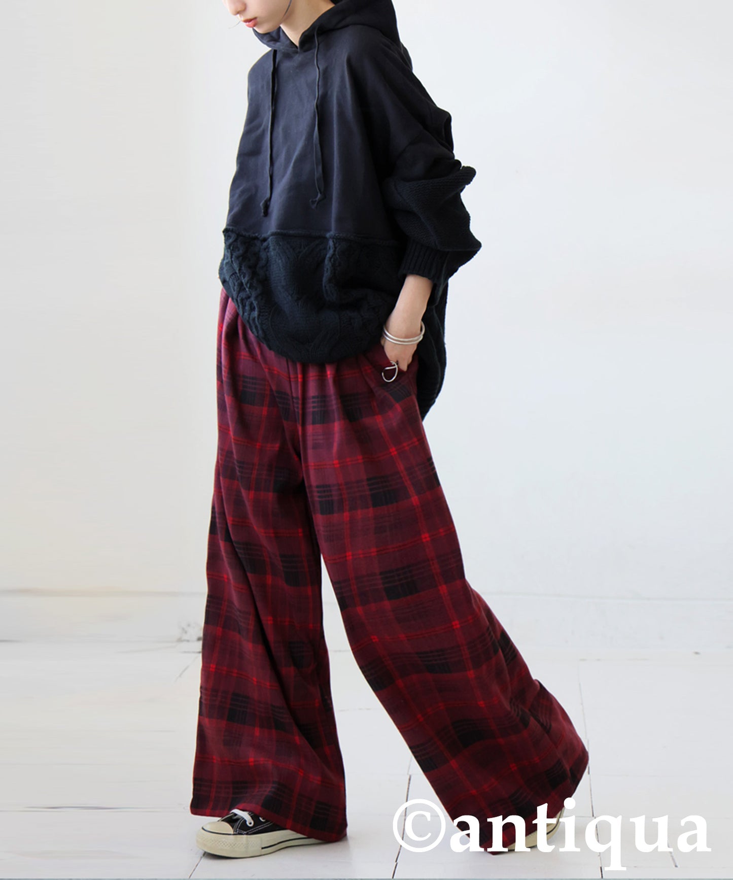 Checked Wide Pants Ladies