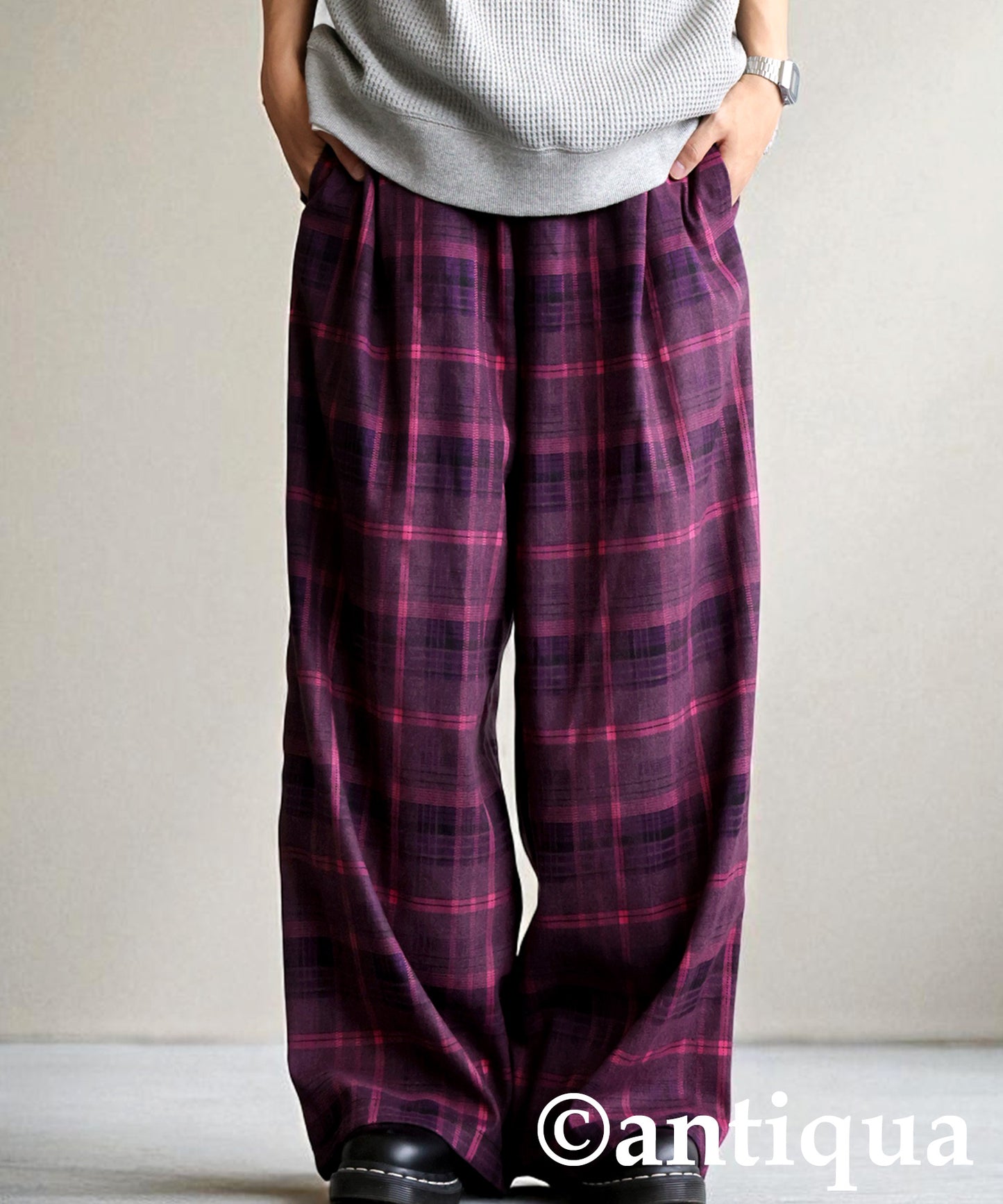Checked Wide Pants Men's